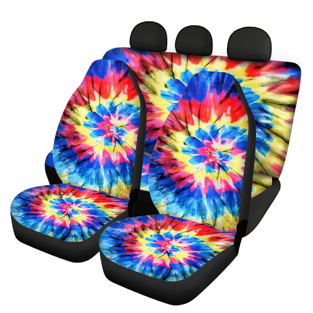 Colorful Printing Universal Front Rear Car Seat Cover 4 Pack Full Set for Women - Picture 11 of 15
