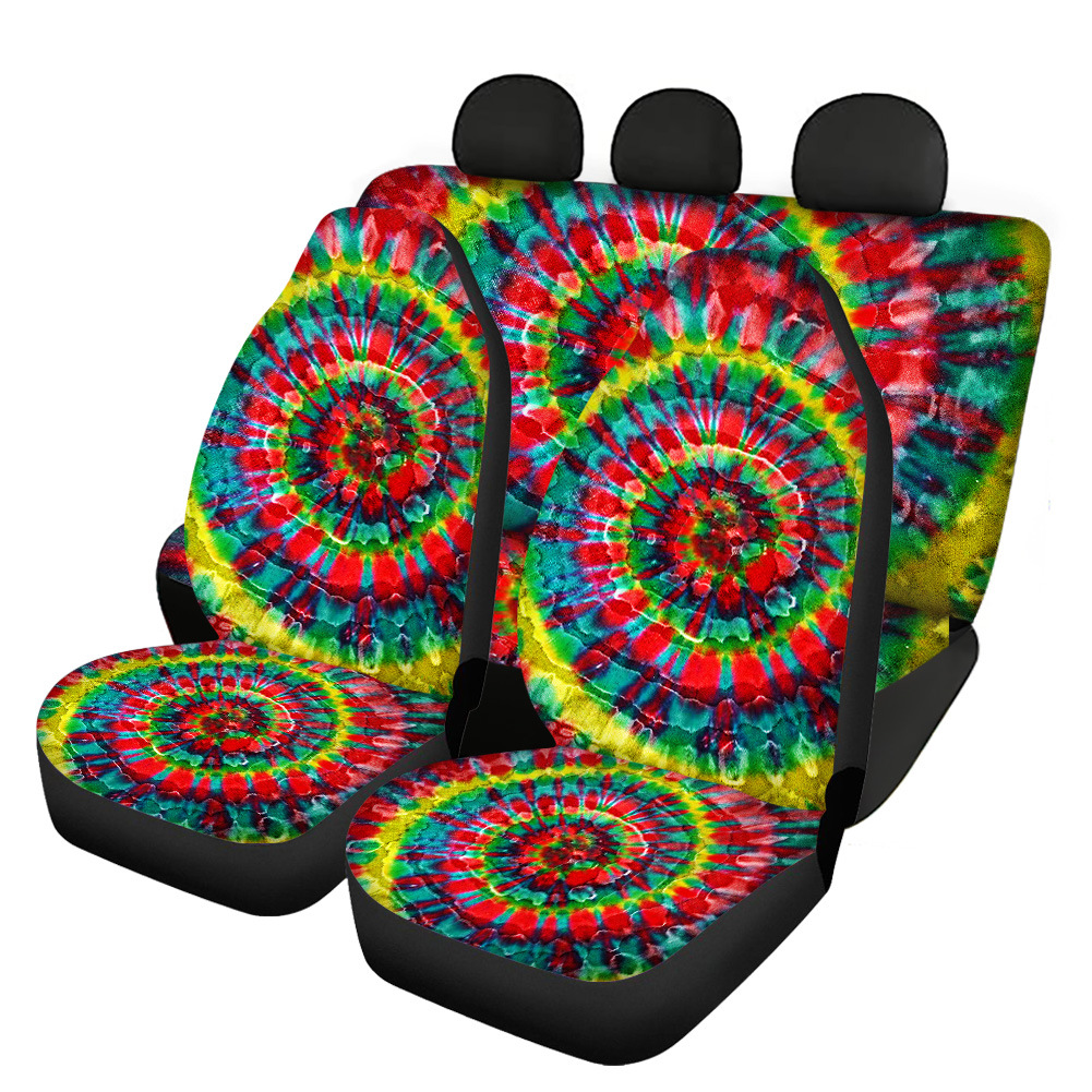 Colorful Printing Universal Front Rear Car Seat Cover 4 Pack Full Set for Women - Picture 12 of 15