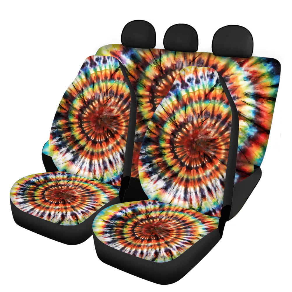 Colorful Printing Universal Front Rear Car Seat Cover 4 Pack Full Set for Women - Picture 13 of 15