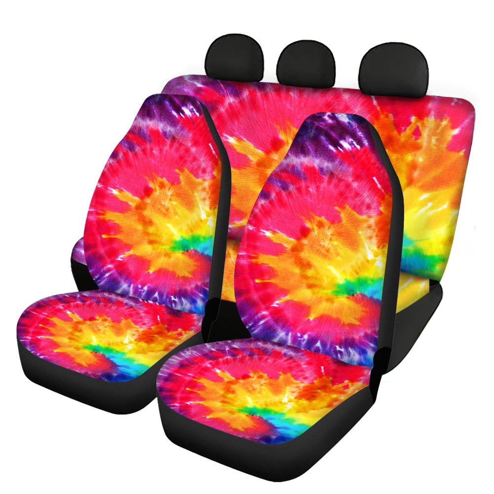 Colorful Printing Universal Front Rear Car Seat Cover 4 Pack Full Set for Women - Picture 15 of 15