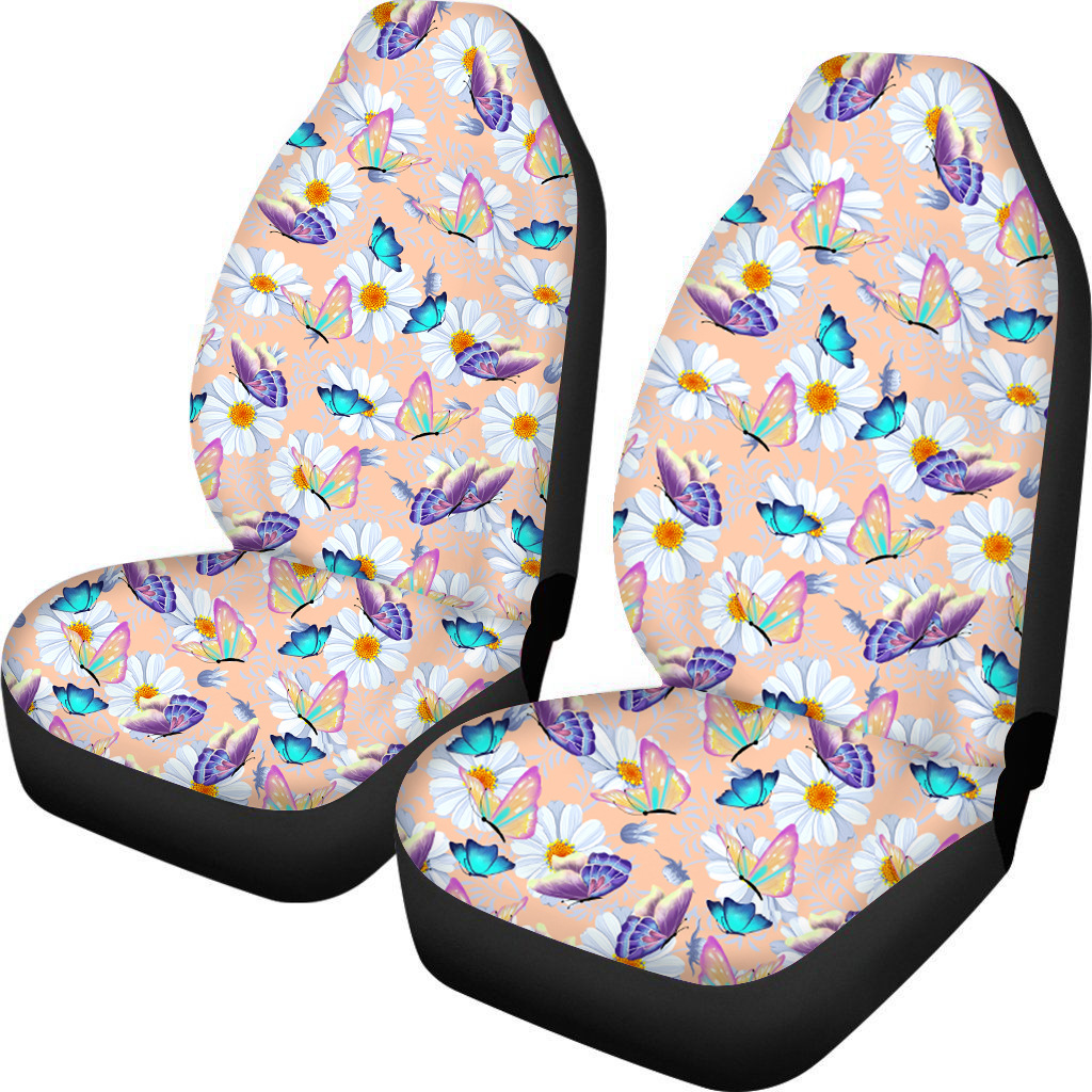 Universal Front Car Seat Covers Full Set of 2 Butterfly Dinosaur Pattern - Picture 7 of 10