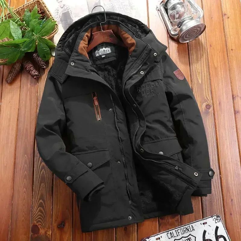 NEW Winter Parka Men Windbreaker Fleece Thick Warm Fur Coats Mal - Picture 25 of 27