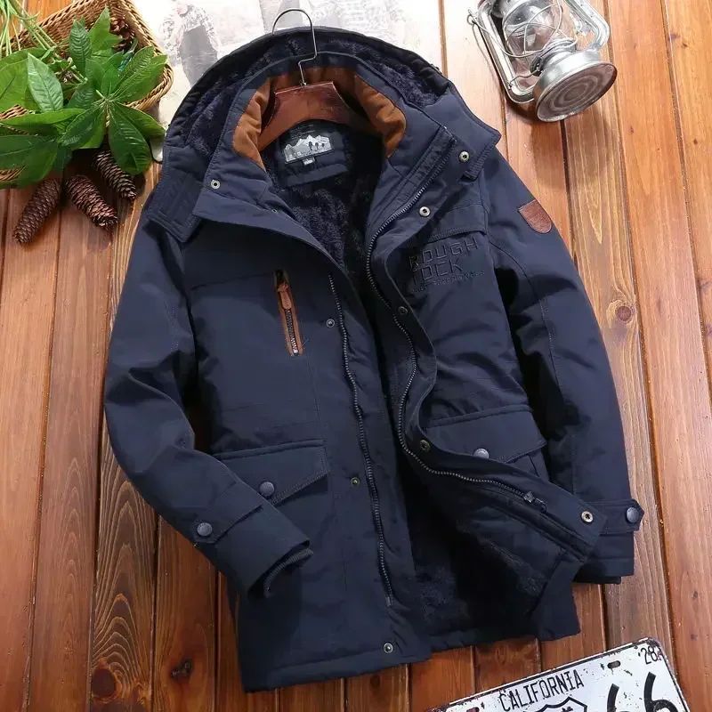 NEW Winter Parka Men Windbreaker Fleece Thick Warm Fur Coats Mal - Picture 26 of 27