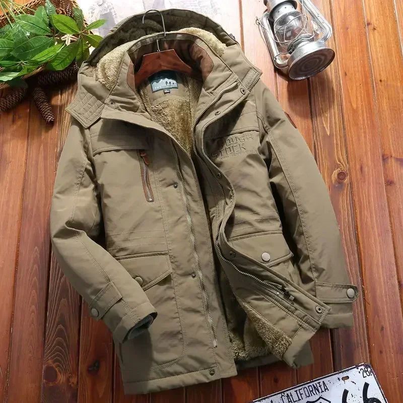 NEW Winter Parka Men Windbreaker Fleece Thick Warm Fur Coats Mal - Picture 27 of 27