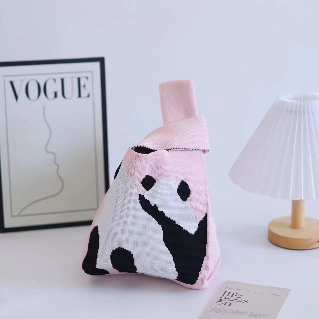 Knitted bag women's knitted handbag tote bag polyester woven bag panda bag - Picture 15 of 26