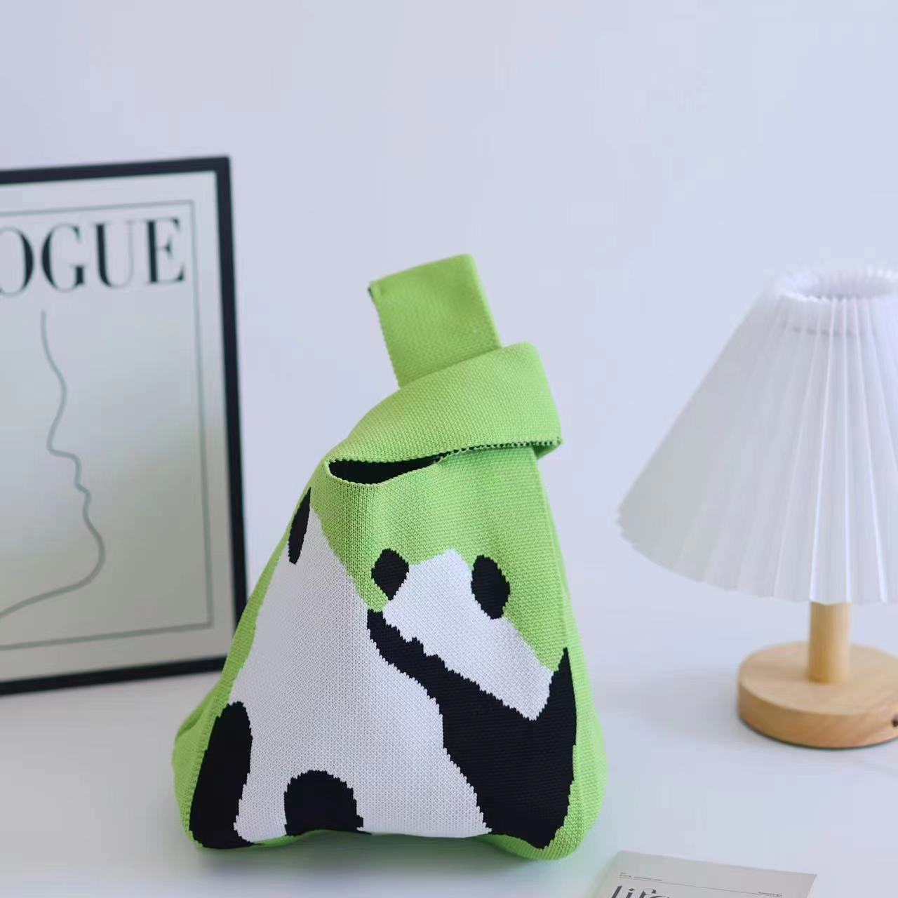 Knitted bag women's knitted handbag tote bag polyester woven bag panda bag - Picture 16 of 26