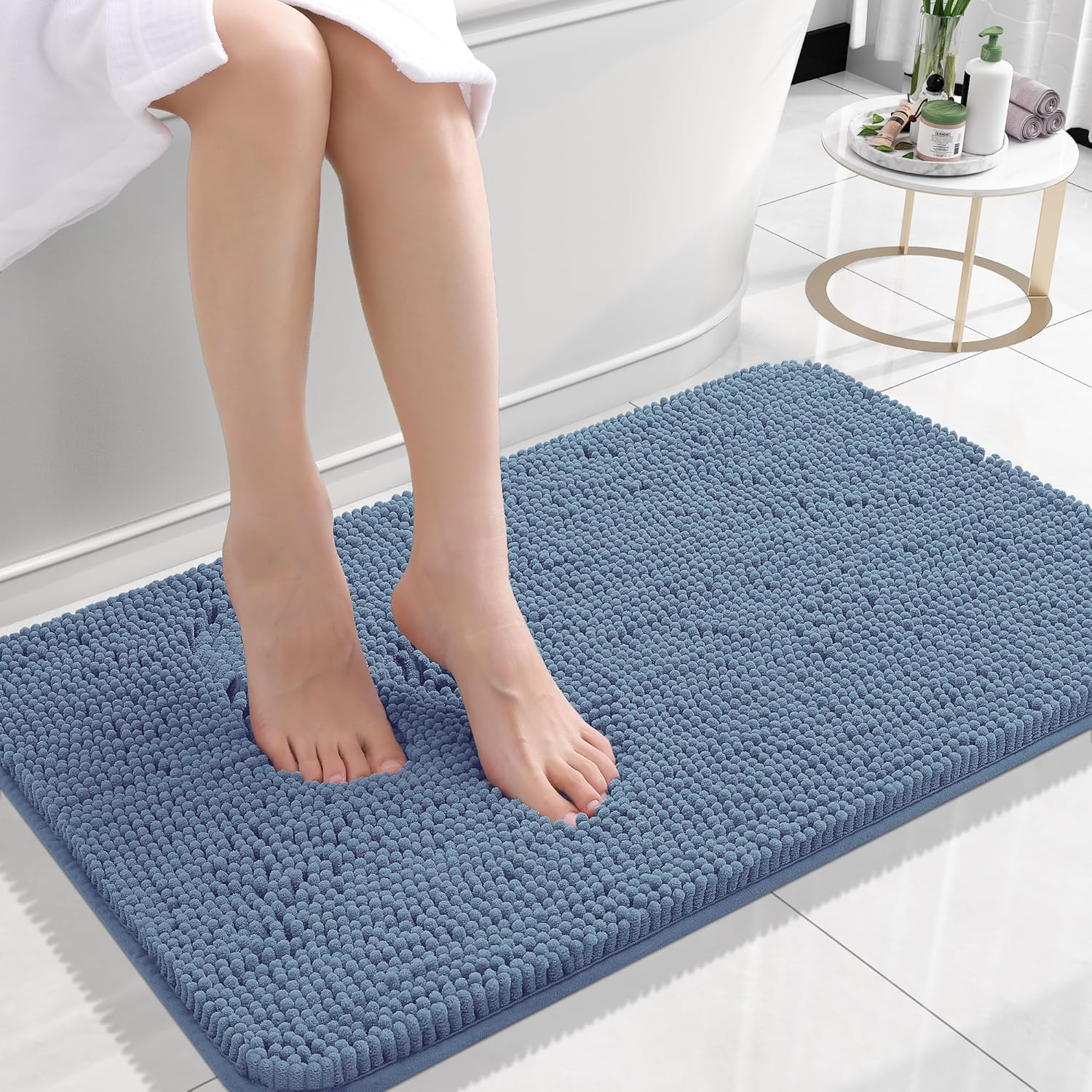 Extra Soft Absorbent Chenille Bath Rugs, Rubber Backing Quick Dry Bathroom Rugs - Picture 25 of 293