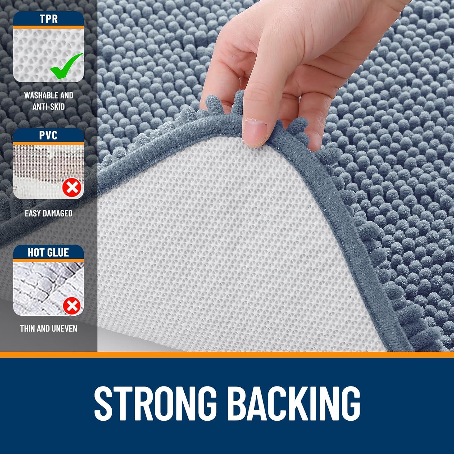 Extra Soft Absorbent Chenille Bath Rugs, Rubber Backing Quick Dry Bathroom Rugs - Picture 30 of 293