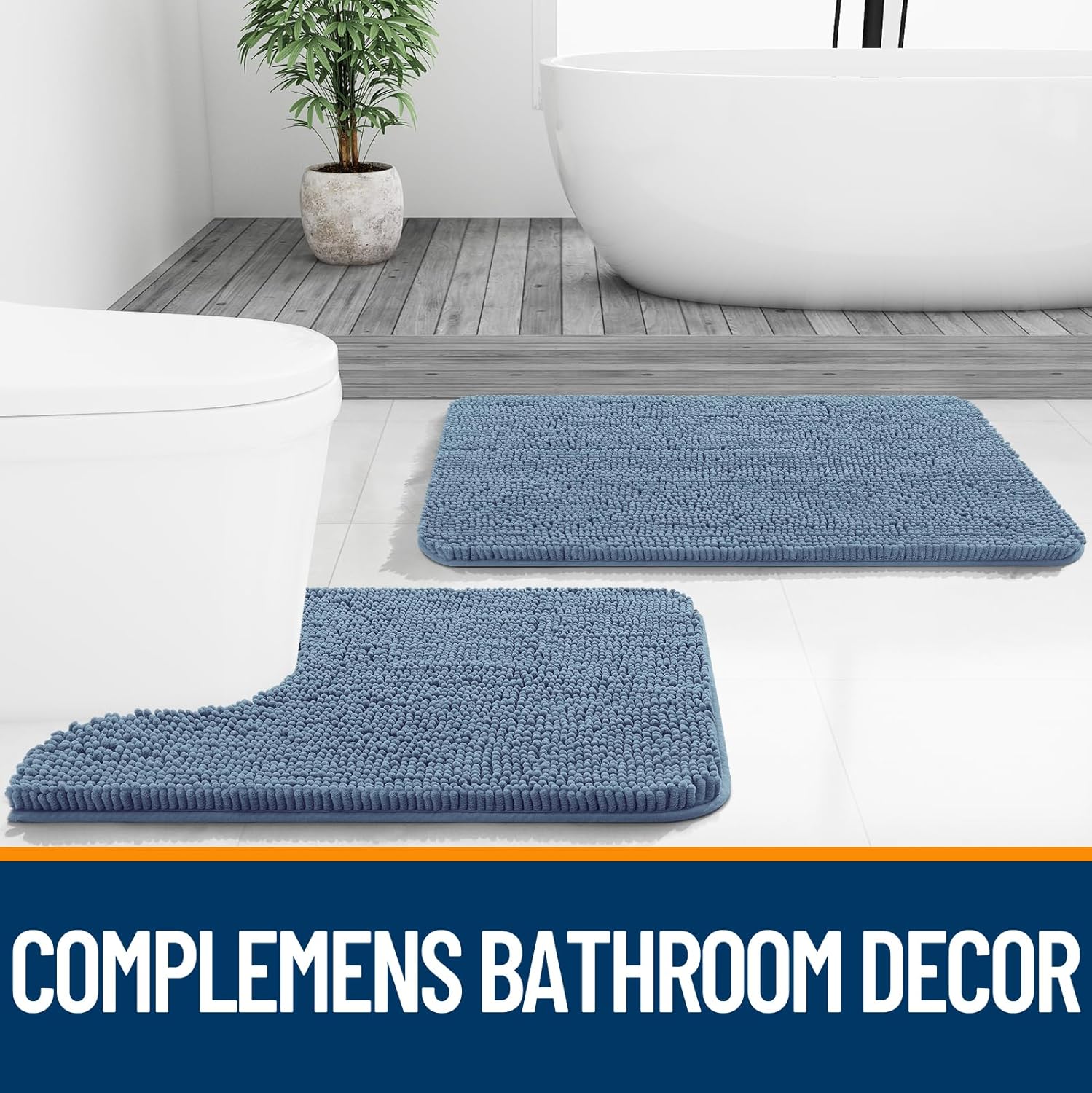 Extra Soft Absorbent Chenille Bath Rugs, Rubber Backing Quick Dry Bathroom Rugs - Picture 31 of 293