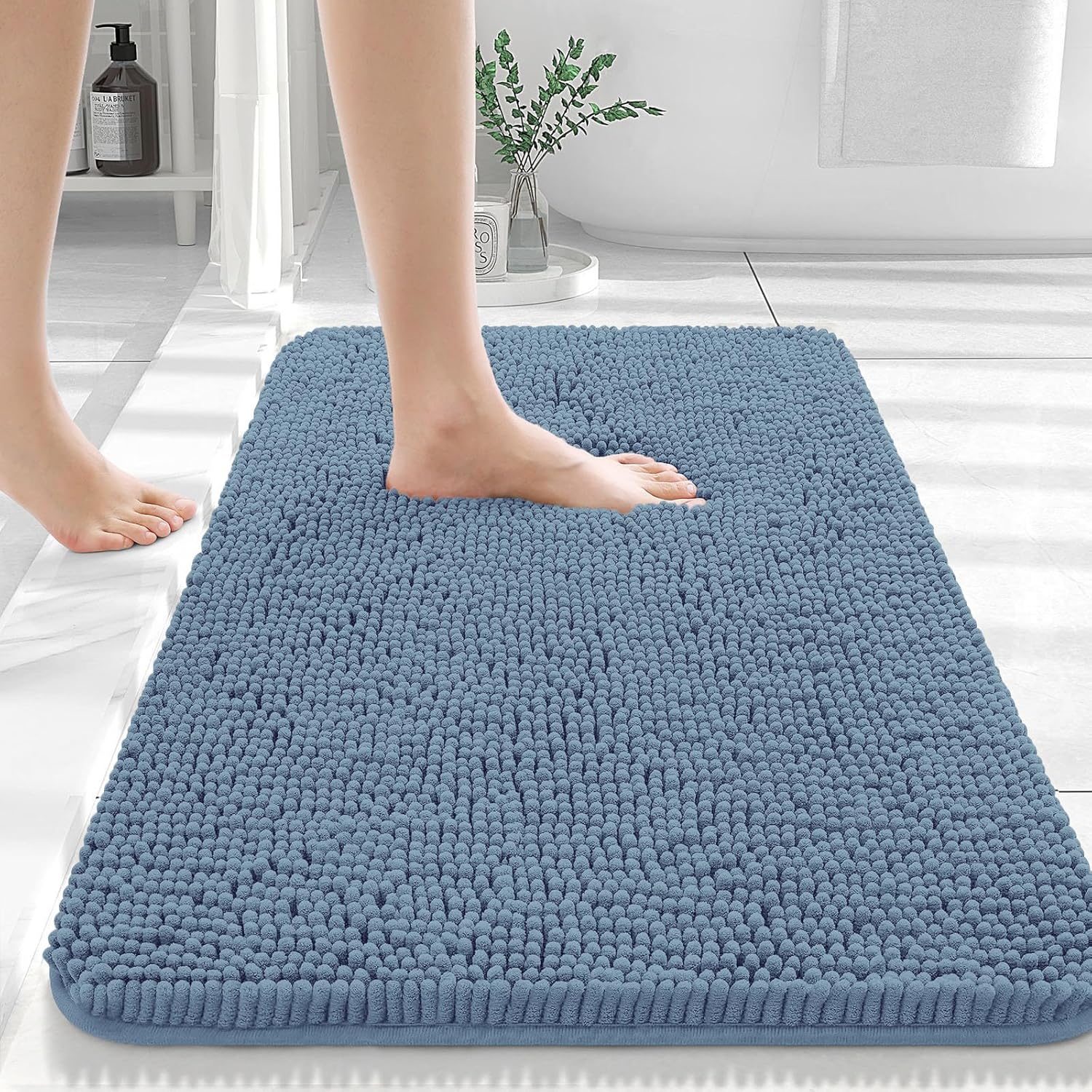 Extra Soft Absorbent Chenille Bath Rugs, Rubber Backing Quick Dry Bathroom Rugs - Picture 32 of 293