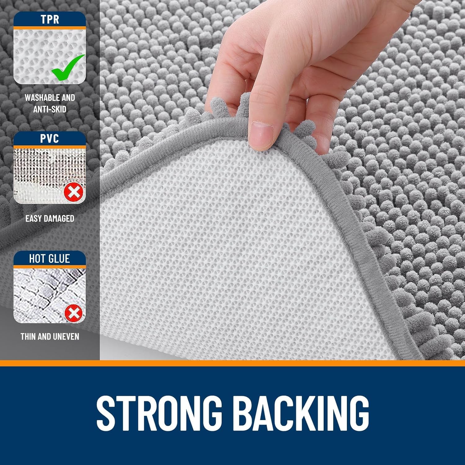 Extra Soft Absorbent Chenille Bath Rugs, Rubber Backing Quick Dry Bathroom Rugs - Picture 38 of 293