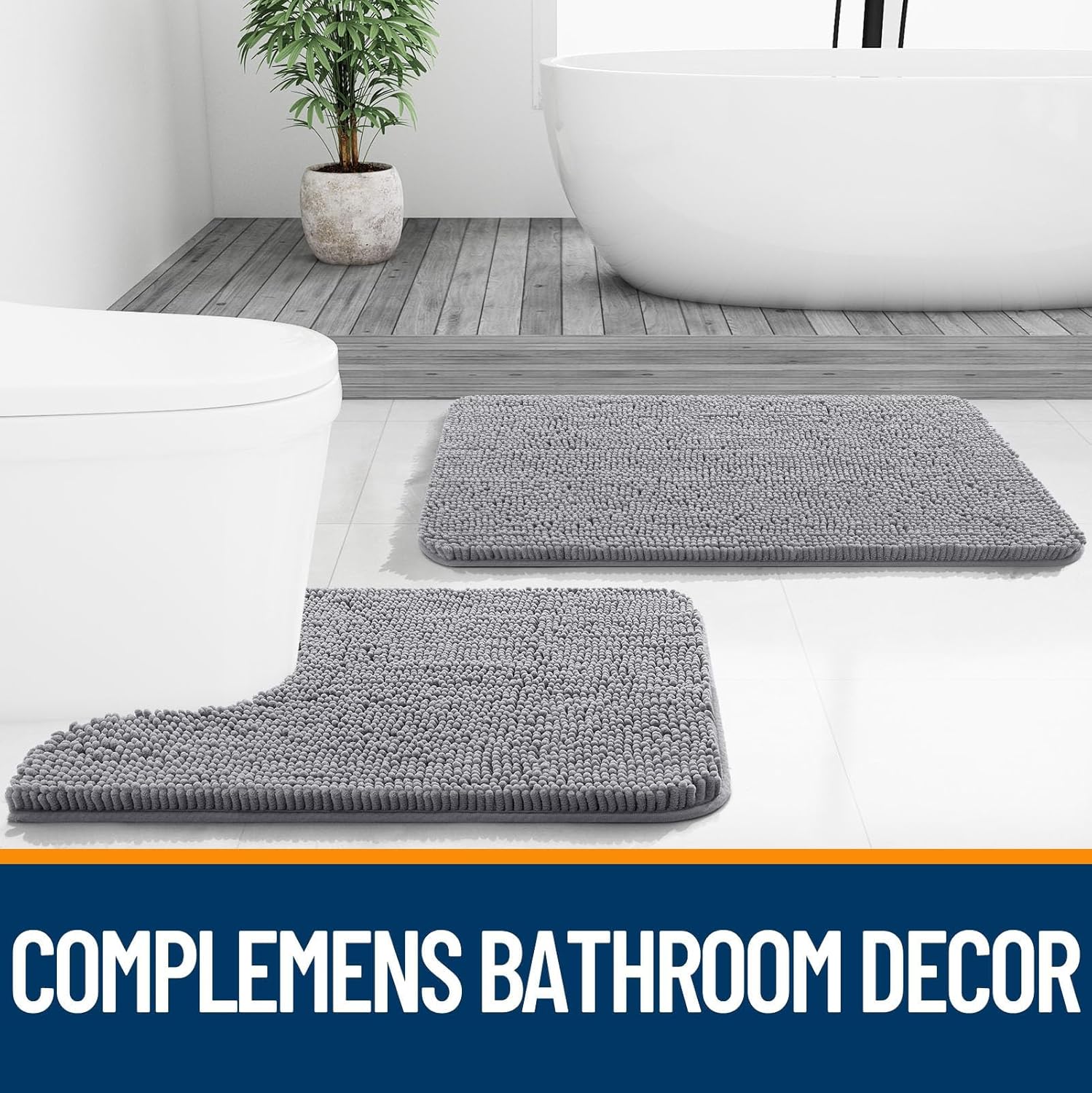 Extra Soft Absorbent Chenille Bath Rugs, Rubber Backing Quick Dry Bathroom Rugs - Picture 39 of 293