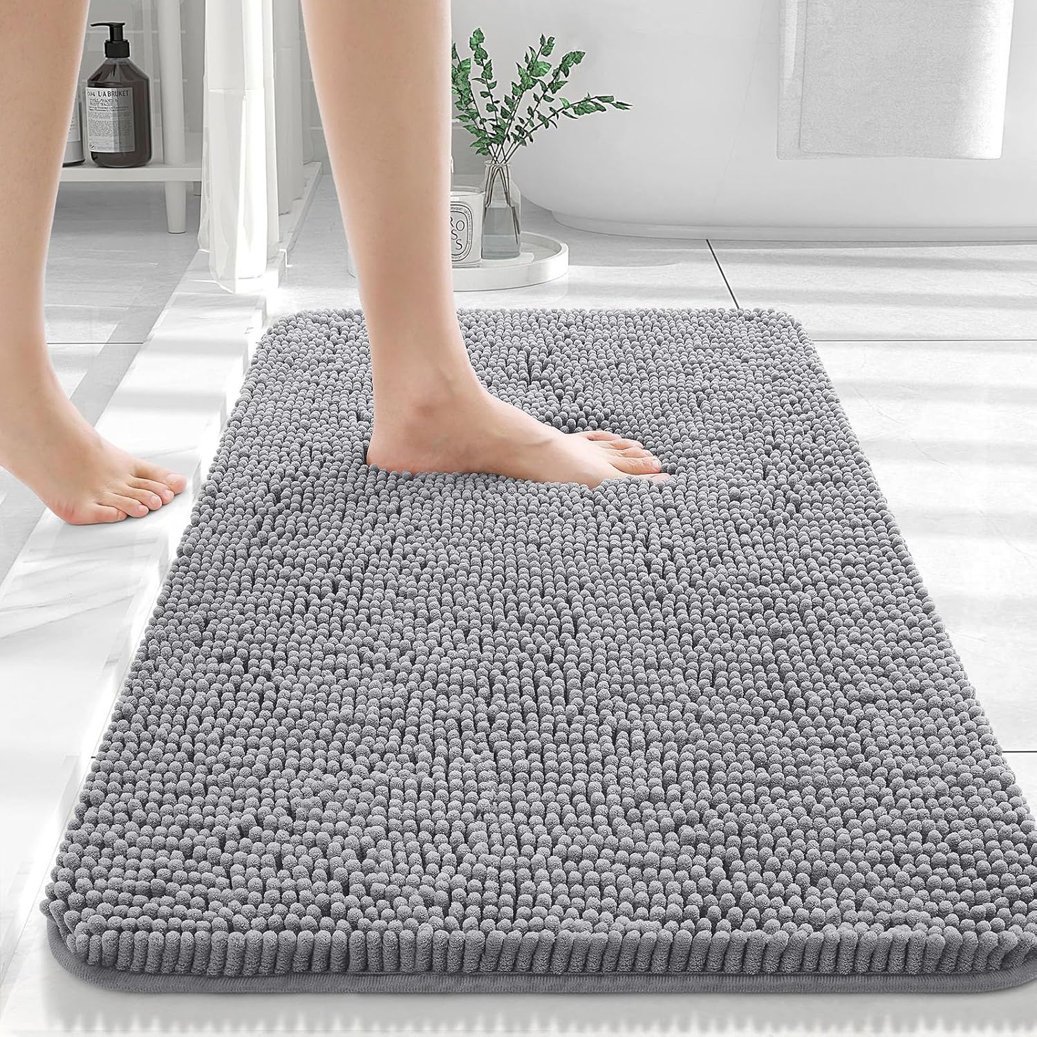 Extra Soft Absorbent Chenille Bath Rugs, Rubber Backing Quick Dry Bathroom Rugs - Picture 40 of 293