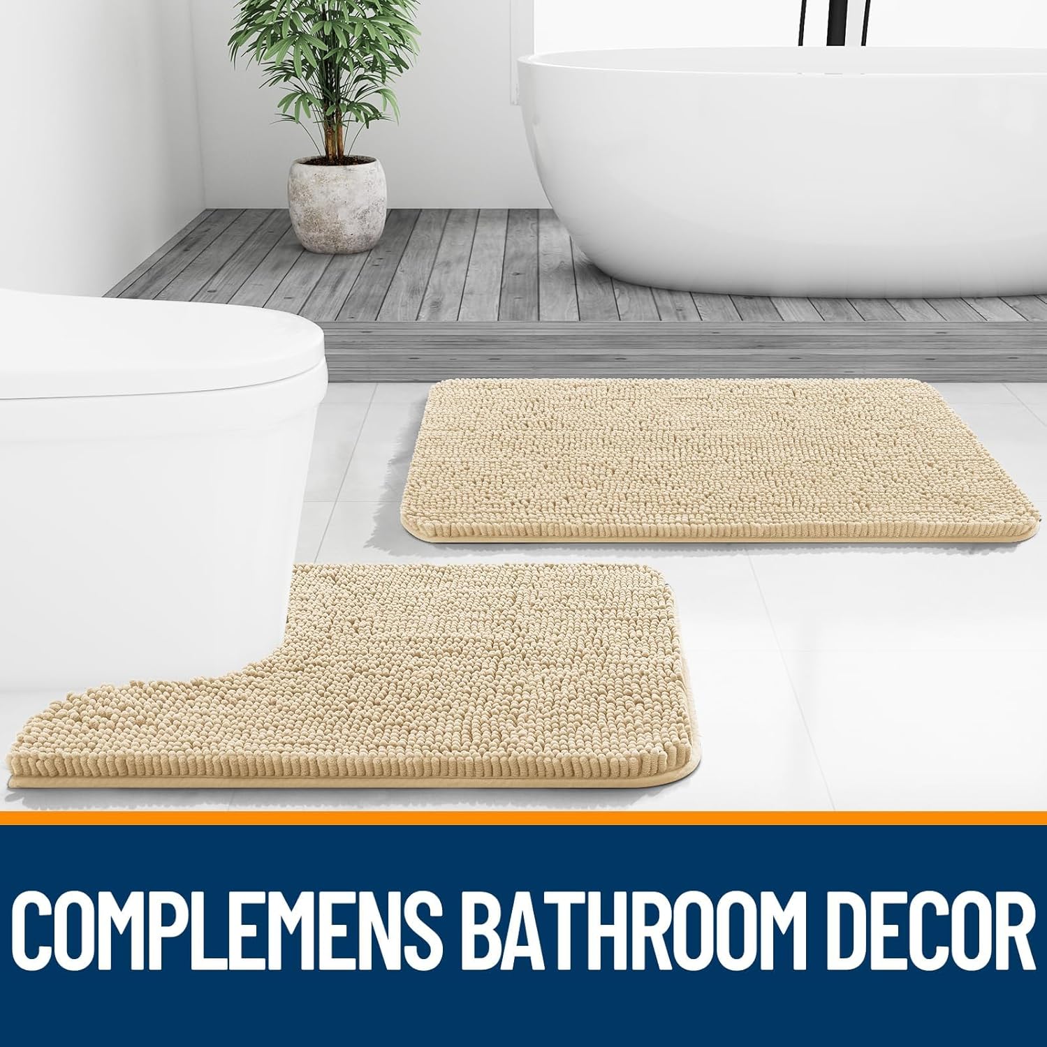 Extra Soft Absorbent Chenille Bath Rugs, Rubber Backing Quick Dry Bathroom Rugs - Picture 49 of 293