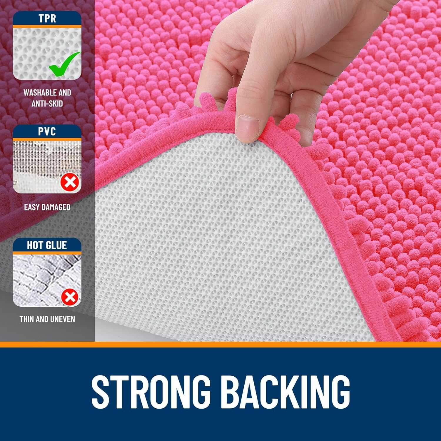 Extra Soft Absorbent Chenille Bath Rugs, Rubber Backing Quick Dry Bathroom Rugs - Picture 60 of 293