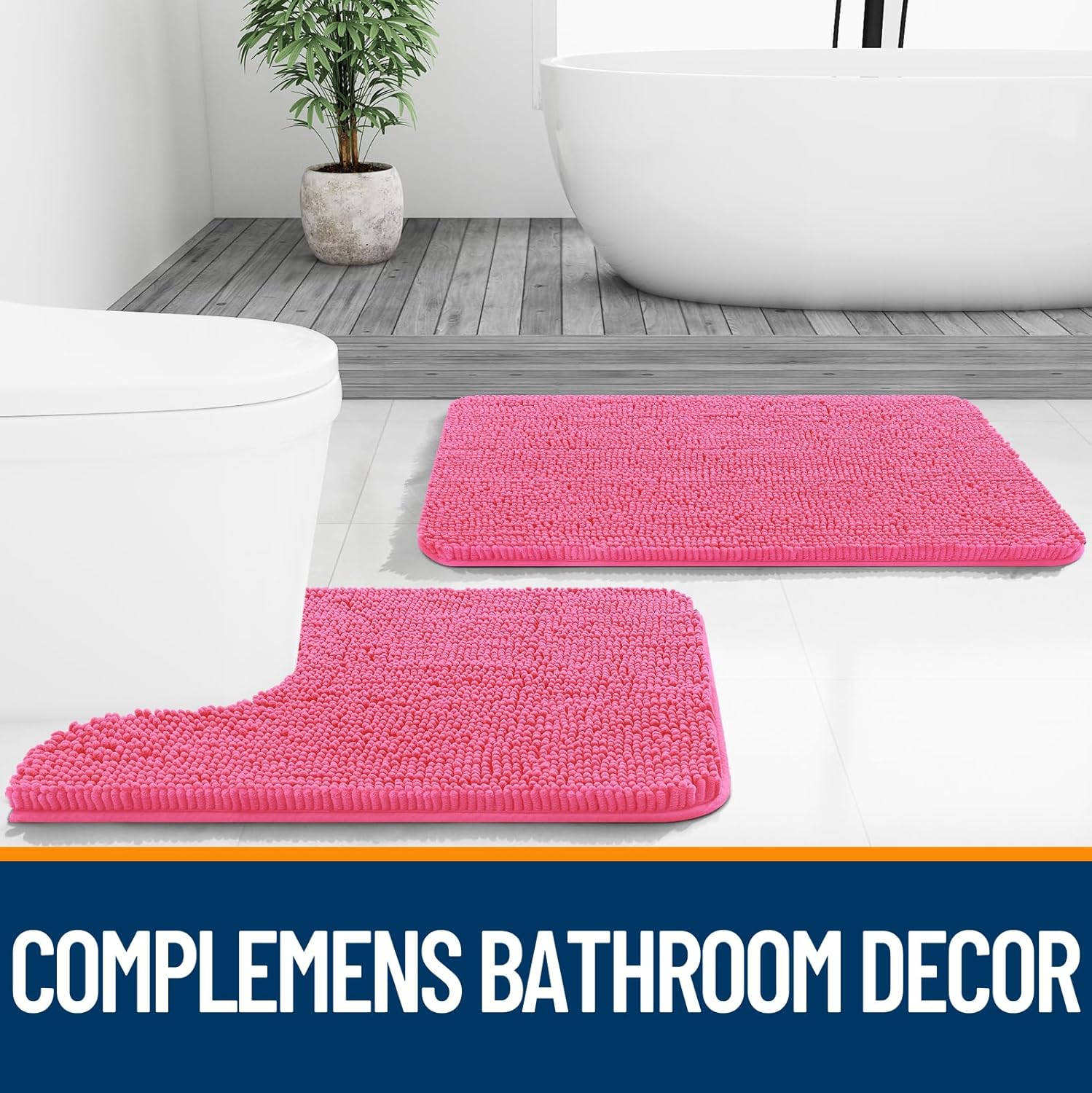Extra Soft Absorbent Chenille Bath Rugs, Rubber Backing Quick Dry Bathroom Rugs - Picture 61 of 293