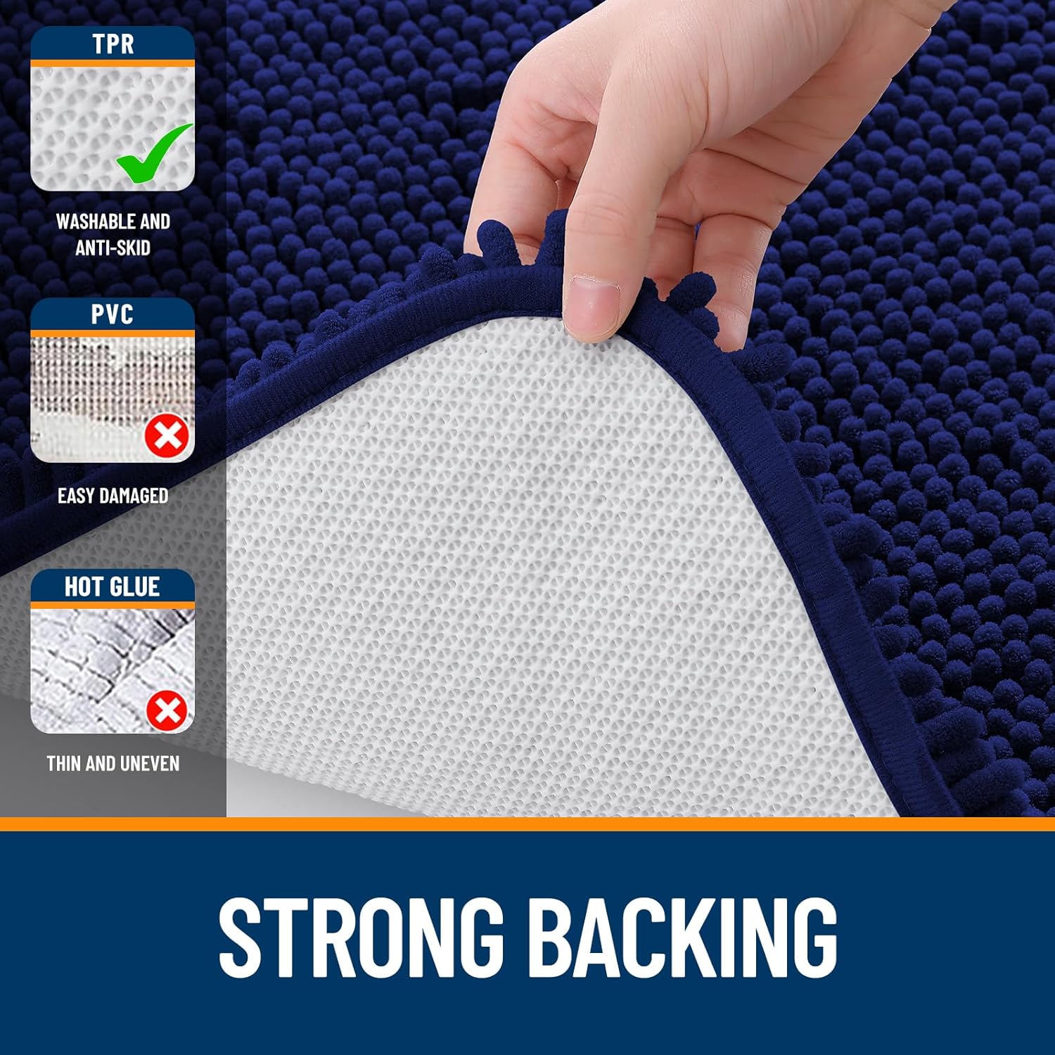 Extra Soft Absorbent Chenille Bath Rugs, Rubber Backing Quick Dry Bathroom Rugs - Picture 98 of 293
