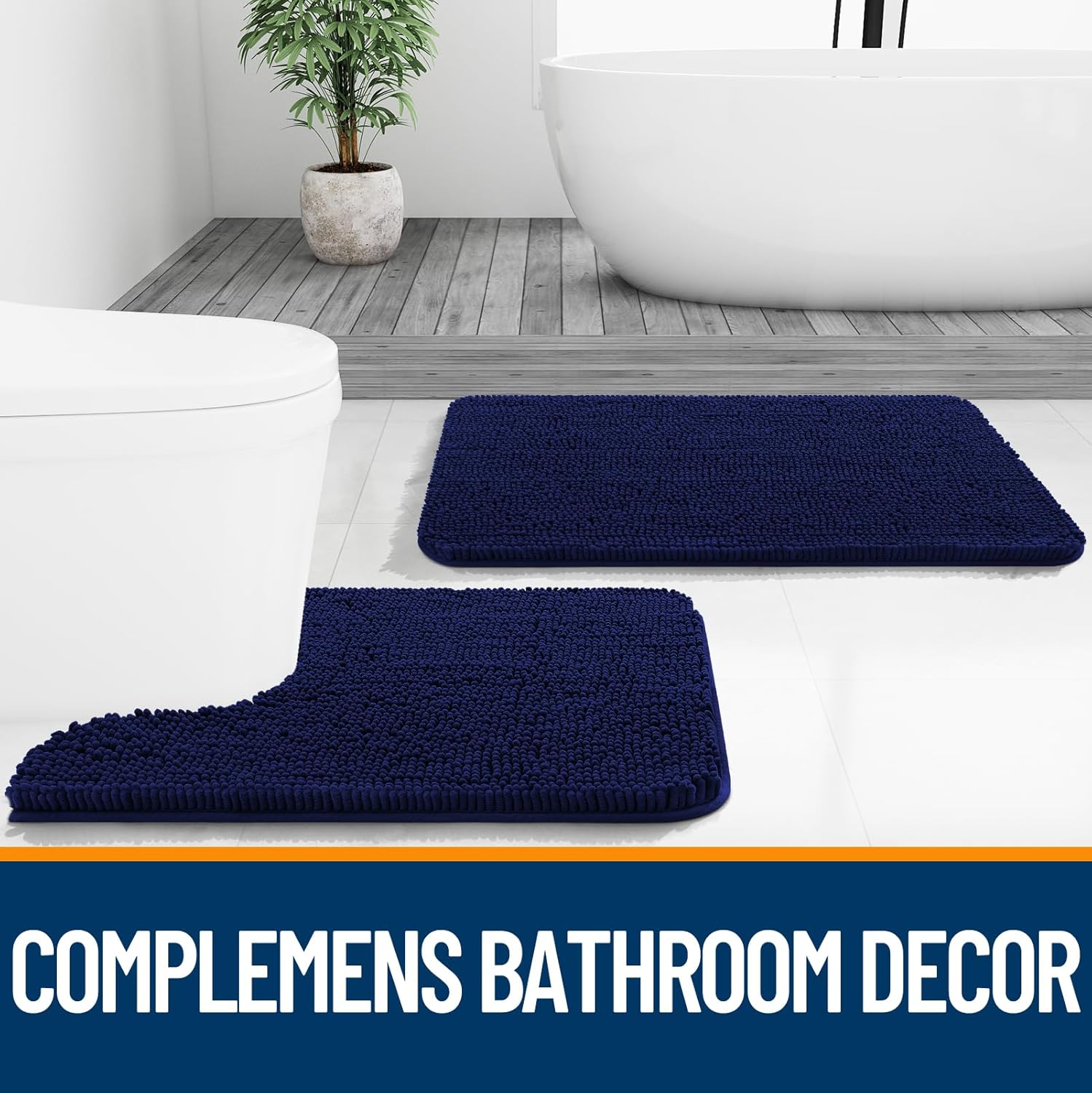 Extra Soft Absorbent Chenille Bath Rugs, Rubber Backing Quick Dry Bathroom Rugs - Picture 99 of 293