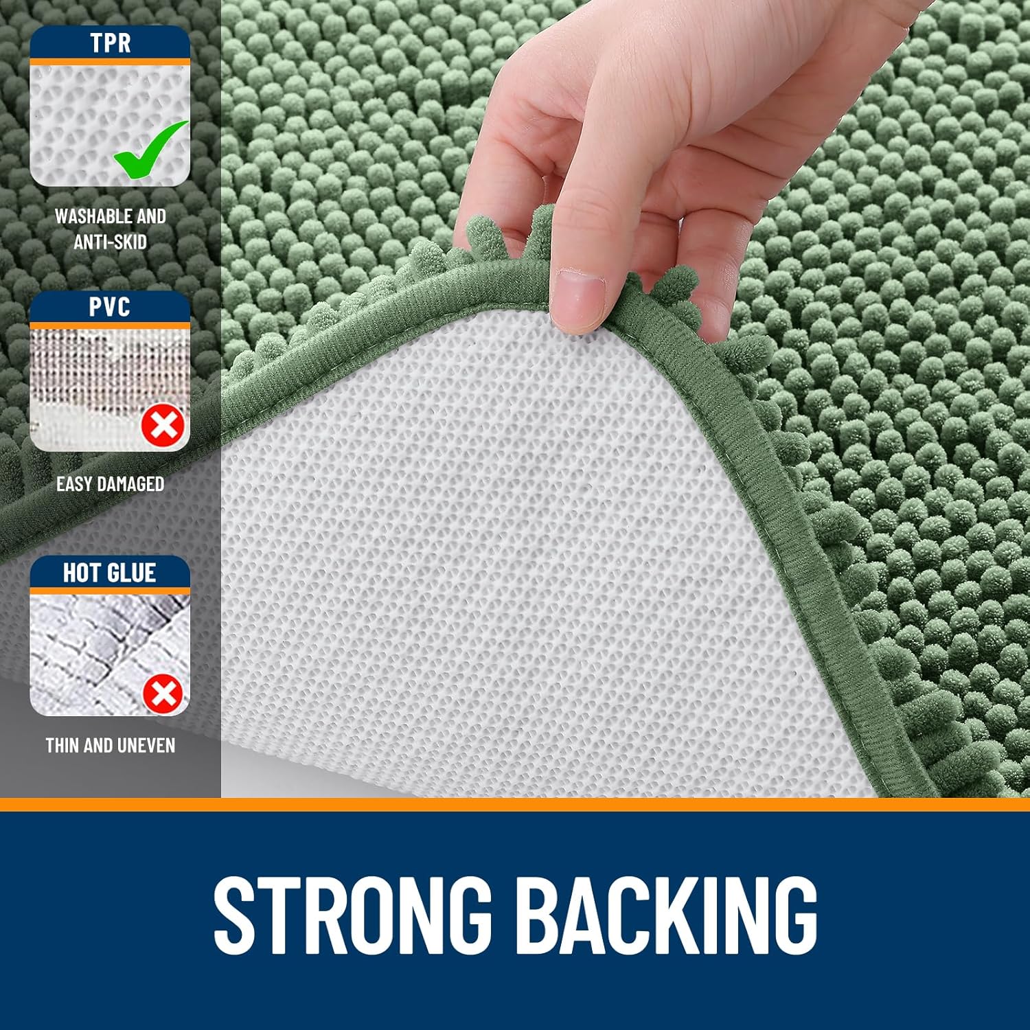 Extra Soft Absorbent Chenille Bath Rugs, Rubber Backing Quick Dry Bathroom Rugs - Picture 107 of 293