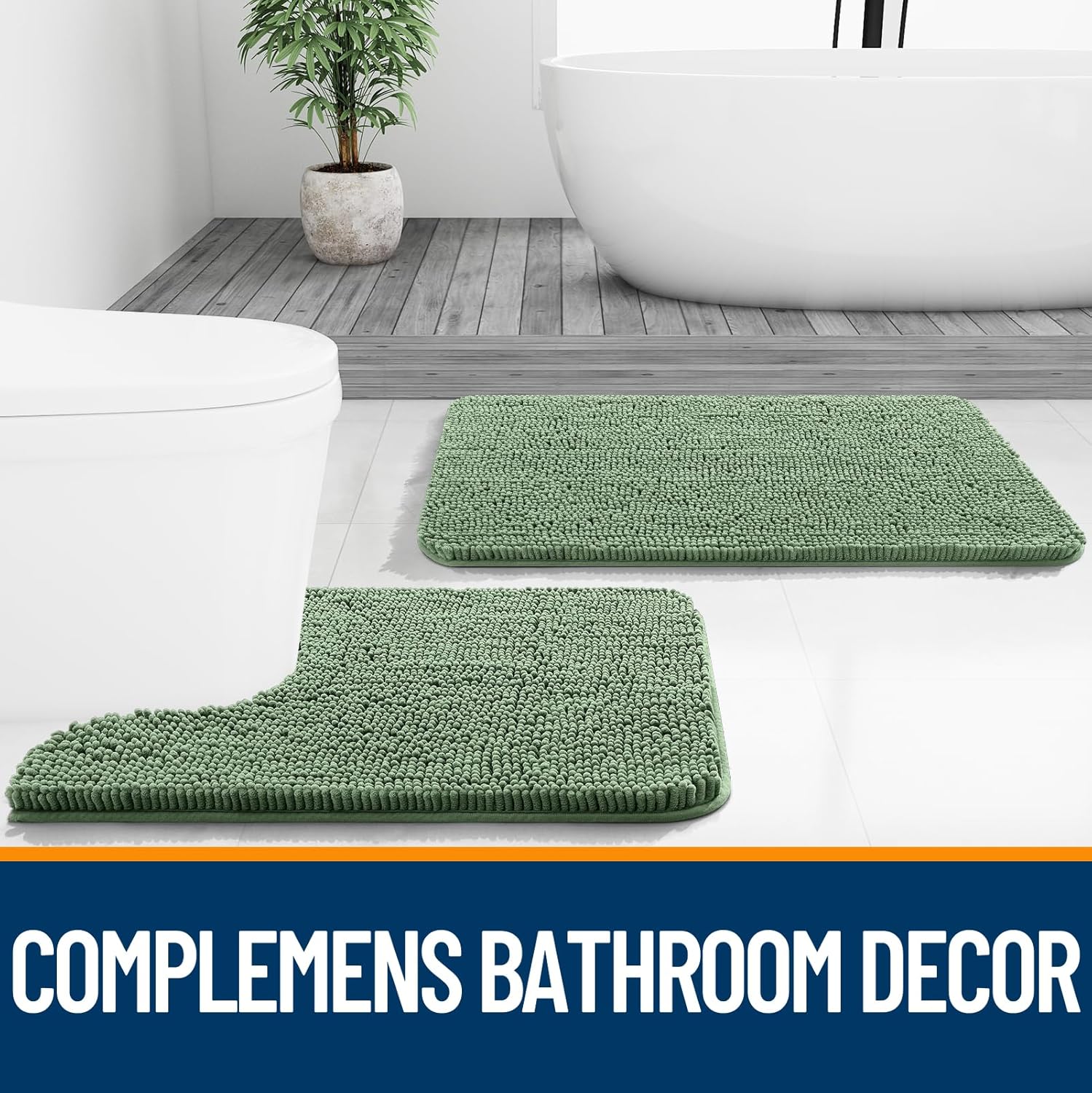 Extra Soft Absorbent Chenille Bath Rugs, Rubber Backing Quick Dry Bathroom Rugs - Picture 108 of 293