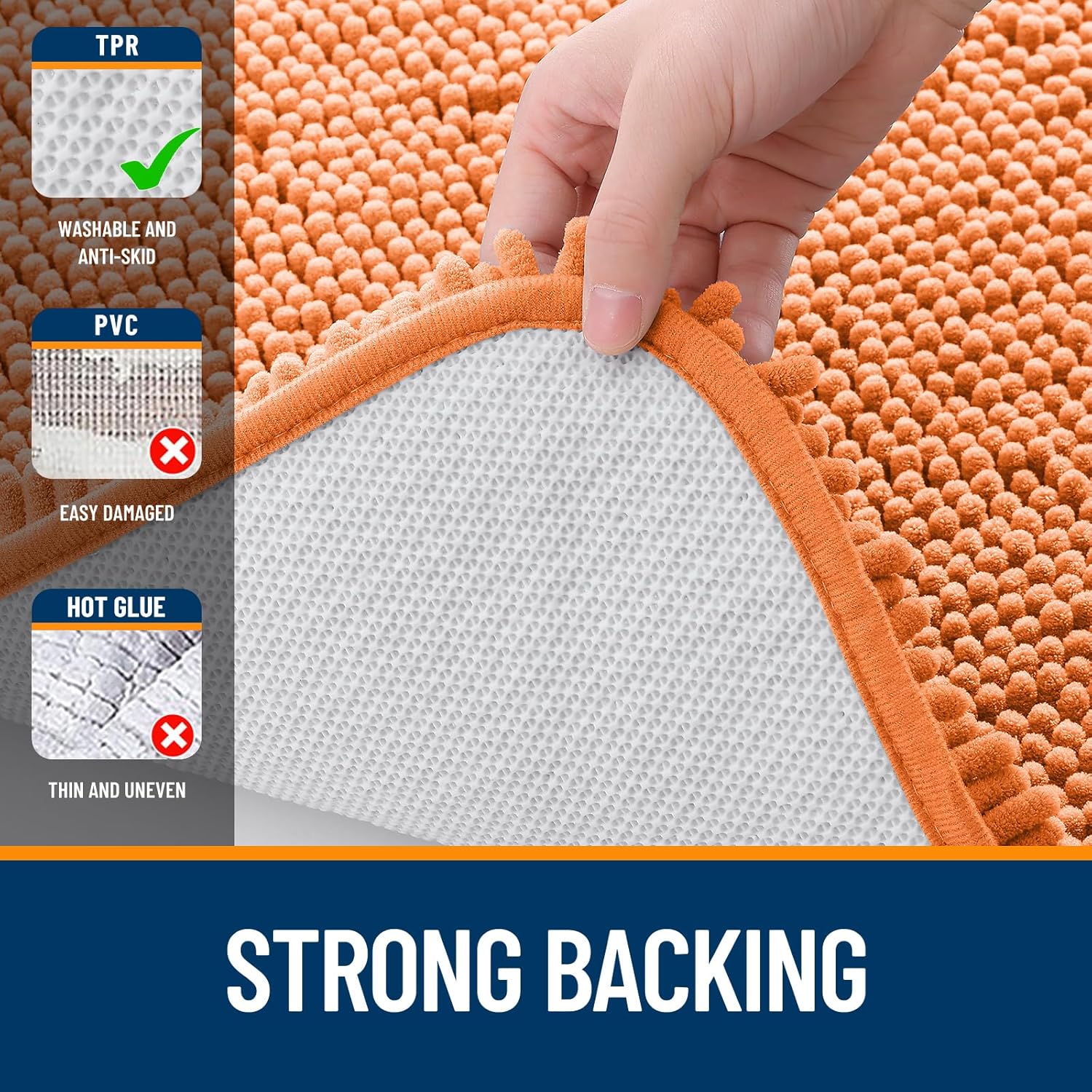 Extra Soft Absorbent Chenille Bath Rugs, Rubber Backing Quick Dry Bathroom Rugs - Picture 115 of 293