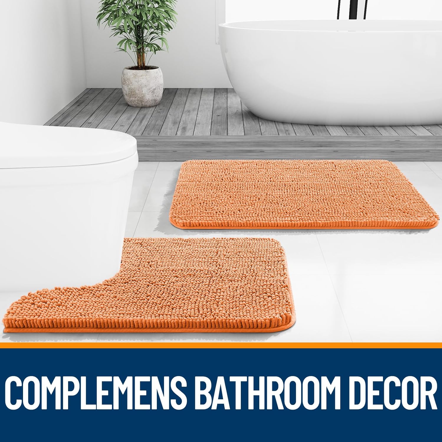 Extra Soft Absorbent Chenille Bath Rugs, Rubber Backing Quick Dry Bathroom Rugs - Picture 116 of 293