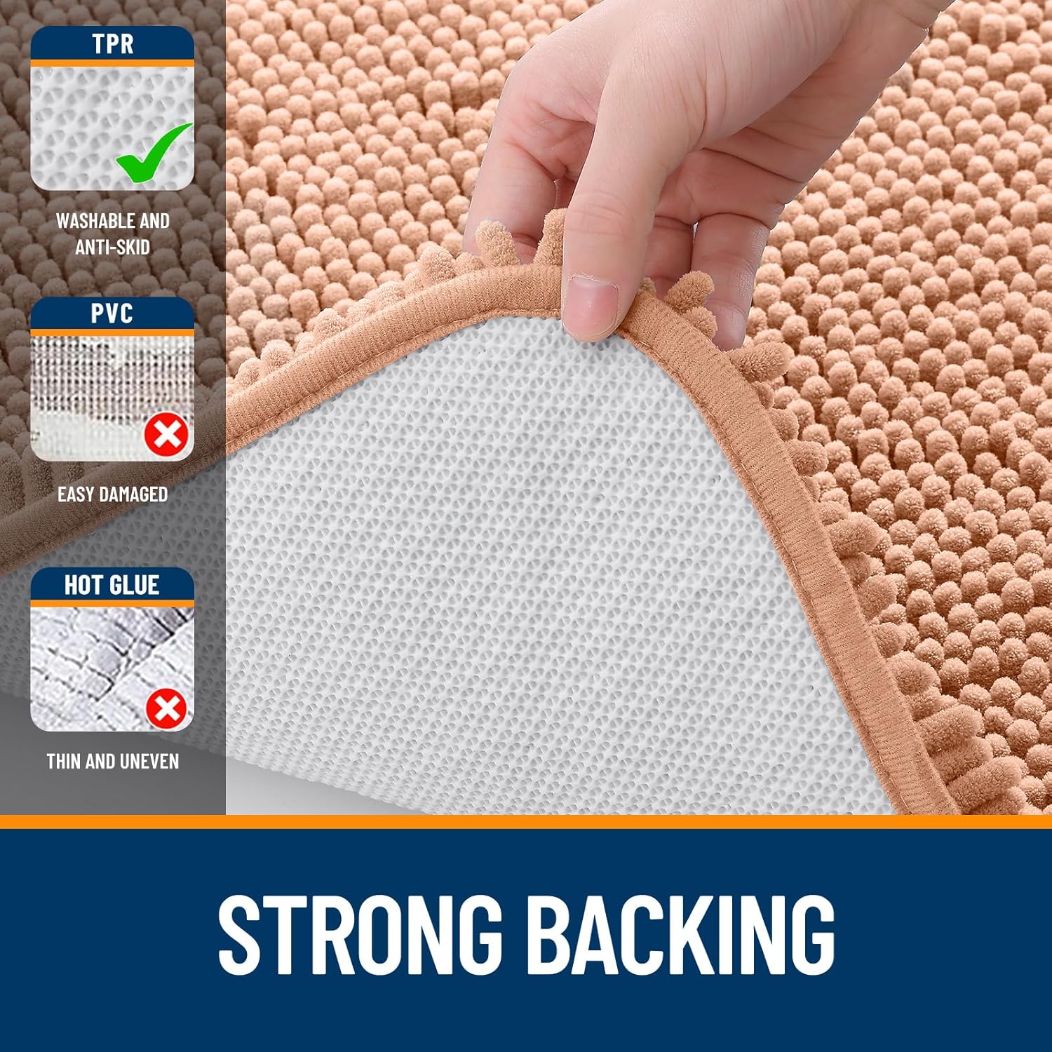 Extra Soft Absorbent Chenille Bath Rugs, Rubber Backing Quick Dry Bathroom Rugs - Picture 123 of 293
