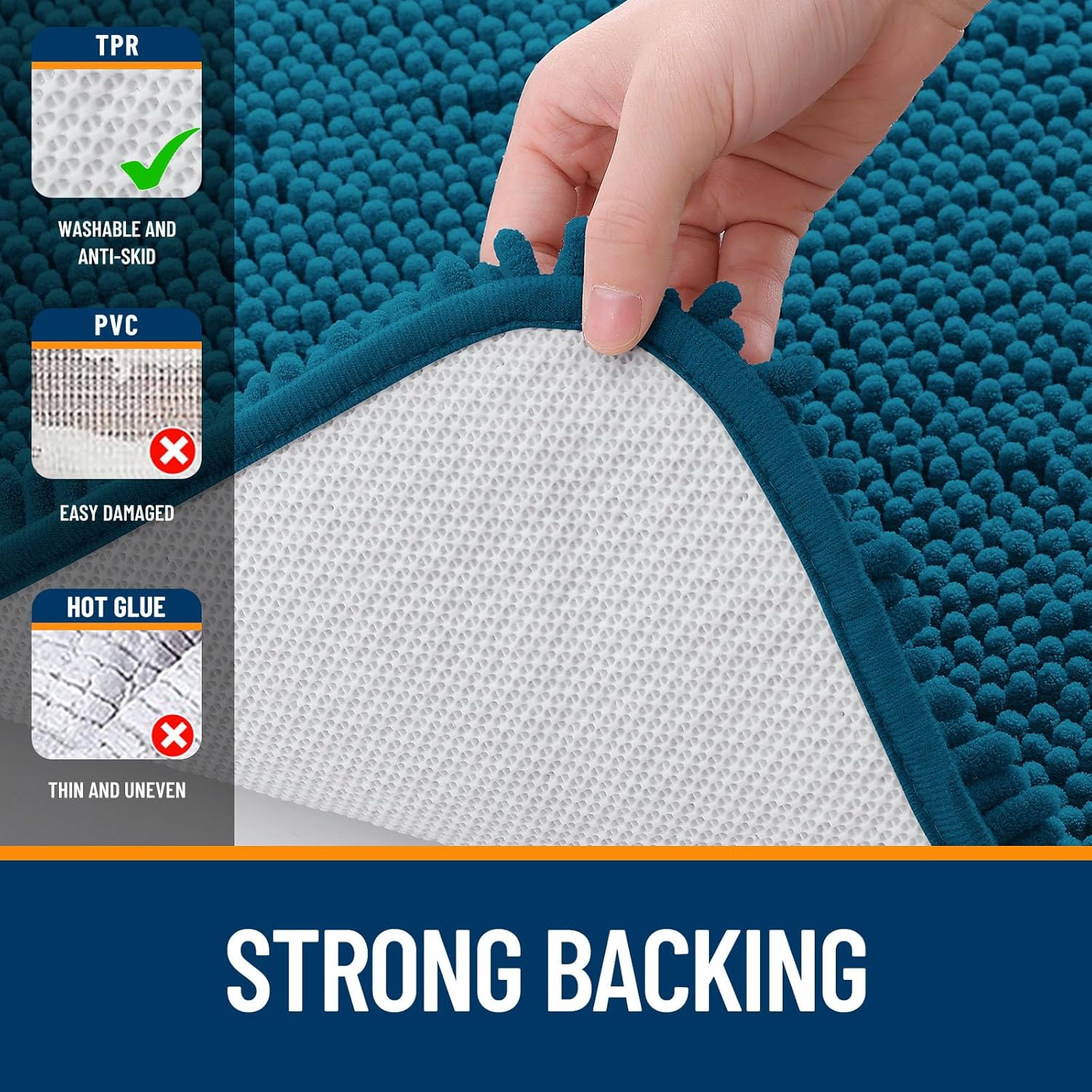 Extra Soft Absorbent Chenille Bath Rugs, Rubber Backing Quick Dry Bathroom Rugs - Picture 131 of 293