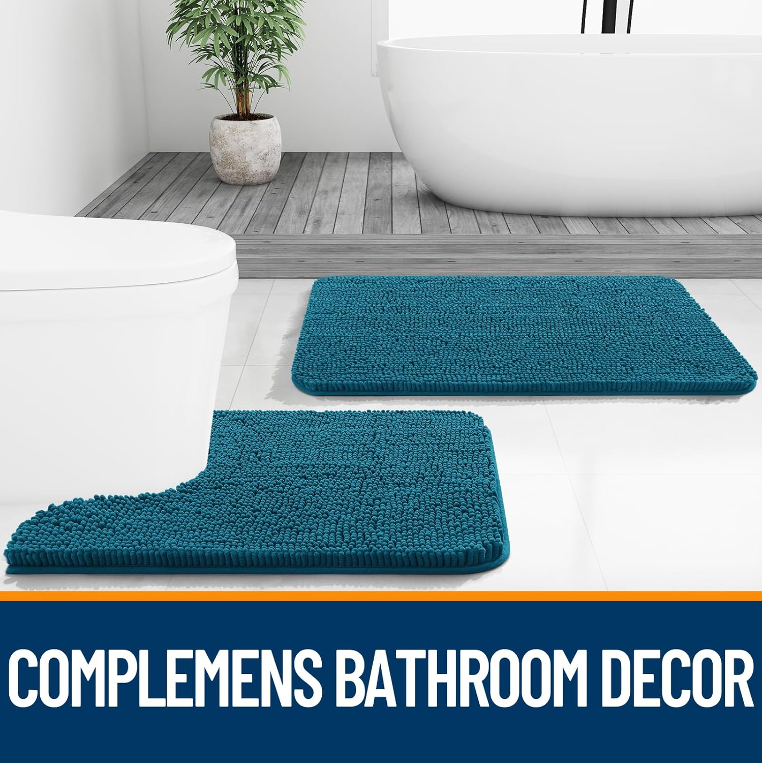 Extra Soft Absorbent Chenille Bath Rugs, Rubber Backing Quick Dry Bathroom Rugs - Picture 132 of 293