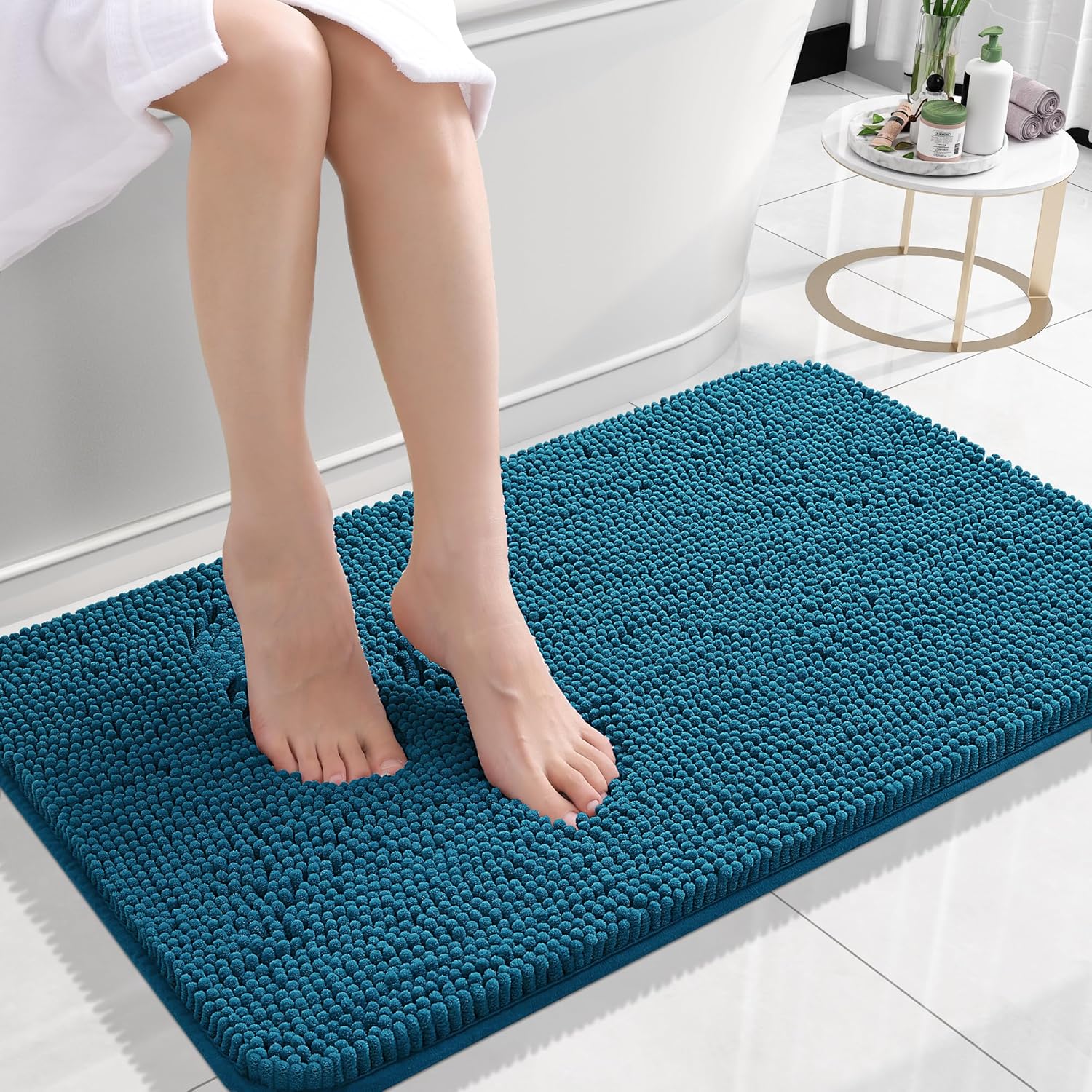 Extra Soft Absorbent Chenille Bath Rugs, Rubber Backing Quick Dry Bathroom Rugs - Picture 134 of 293