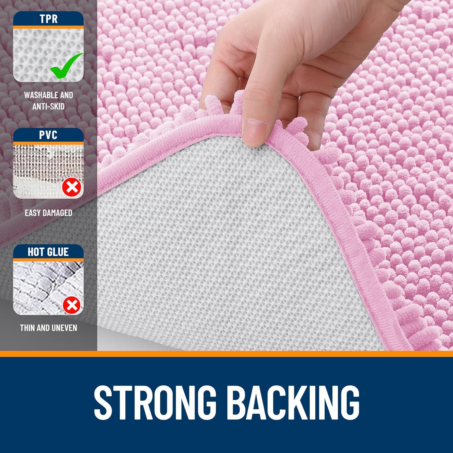 Extra Soft Absorbent Chenille Bath Rugs, Rubber Backing Quick Dry Bathroom Rugs - Picture 140 of 293