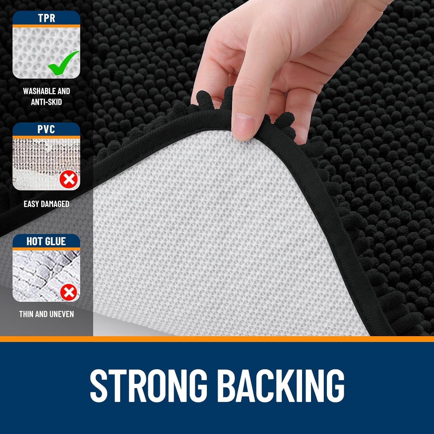 Extra Soft Absorbent Chenille Bath Rugs, Rubber Backing Quick Dry Bathroom Rugs - Picture 148 of 293
