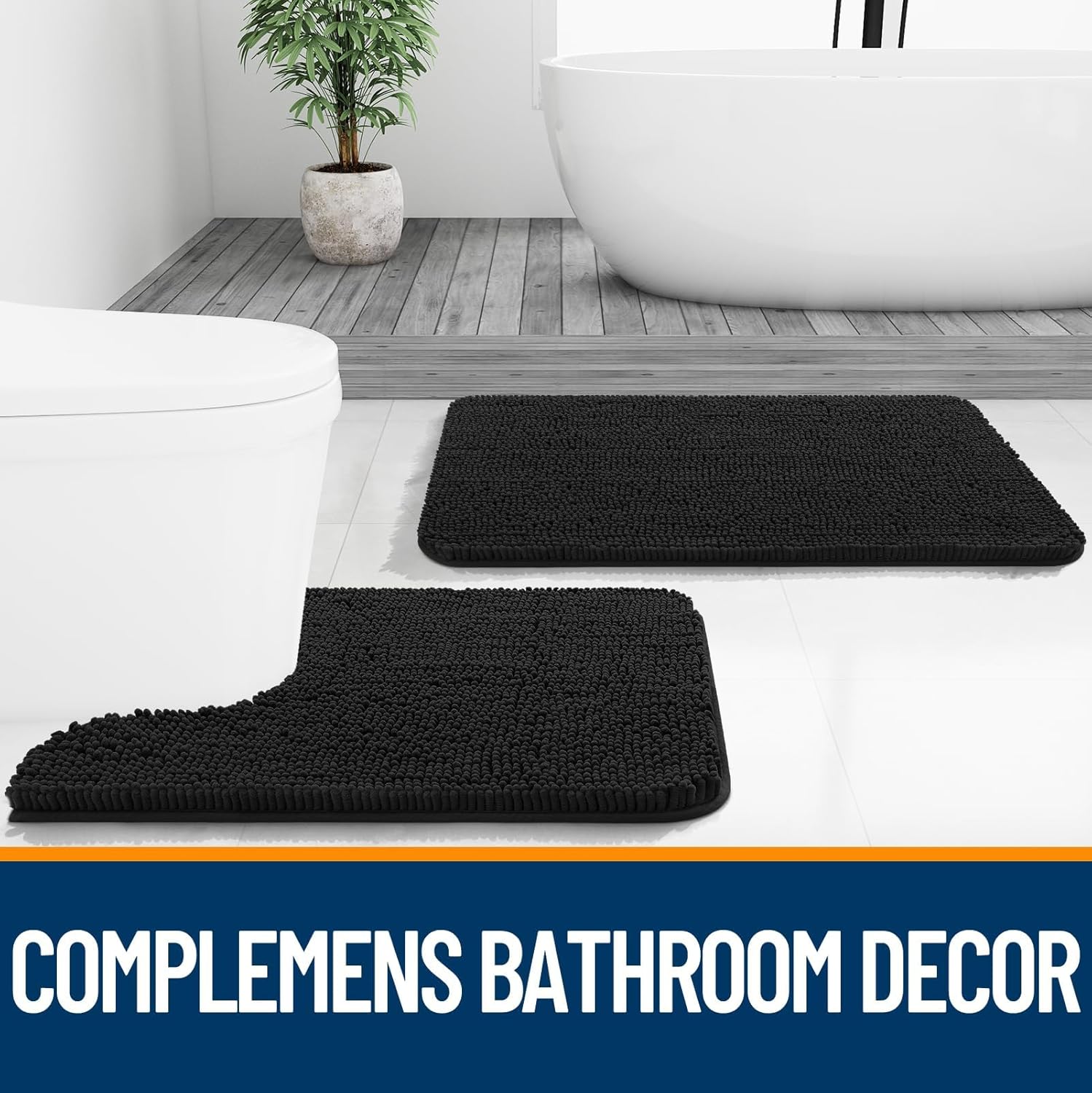Extra Soft Absorbent Chenille Bath Rugs, Rubber Backing Quick Dry Bathroom Rugs - Picture 149 of 293