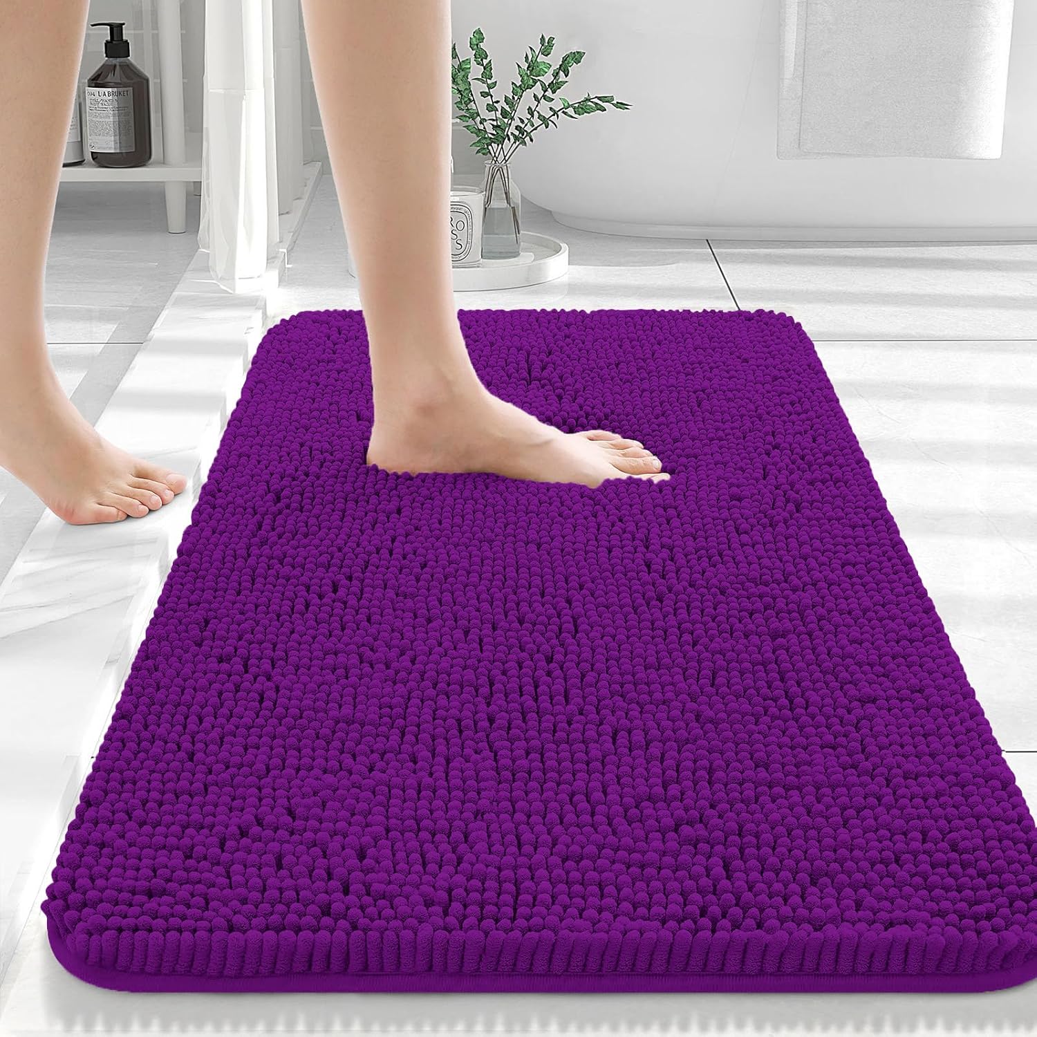 Extra Soft Absorbent Chenille Bath Rugs, Rubber Backing Quick Dry Bathroom Rugs - Picture 153 of 293
