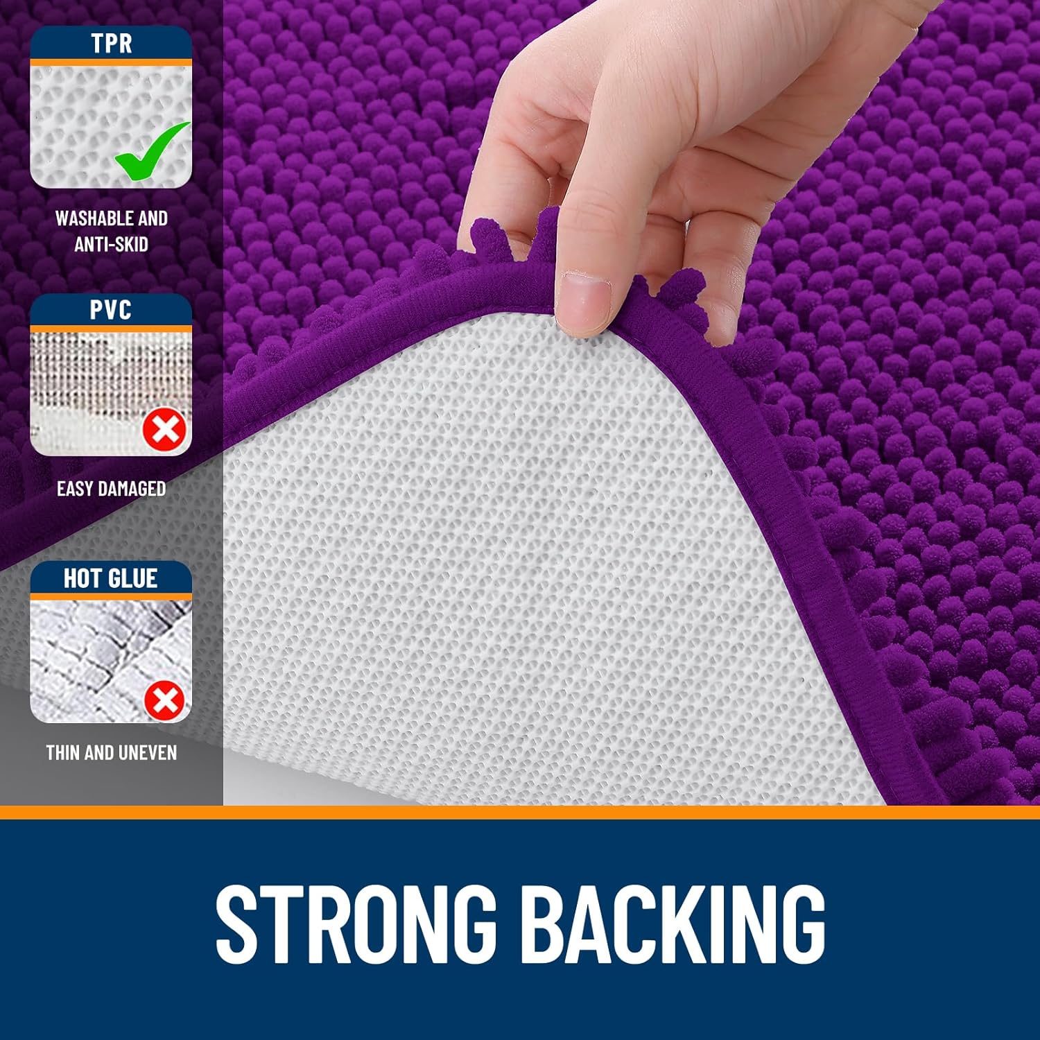 Extra Soft Absorbent Chenille Bath Rugs, Rubber Backing Quick Dry Bathroom Rugs - Picture 158 of 293