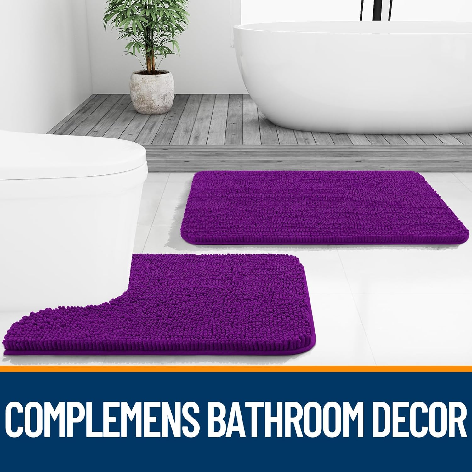Extra Soft Absorbent Chenille Bath Rugs, Rubber Backing Quick Dry Bathroom Rugs - Picture 159 of 293