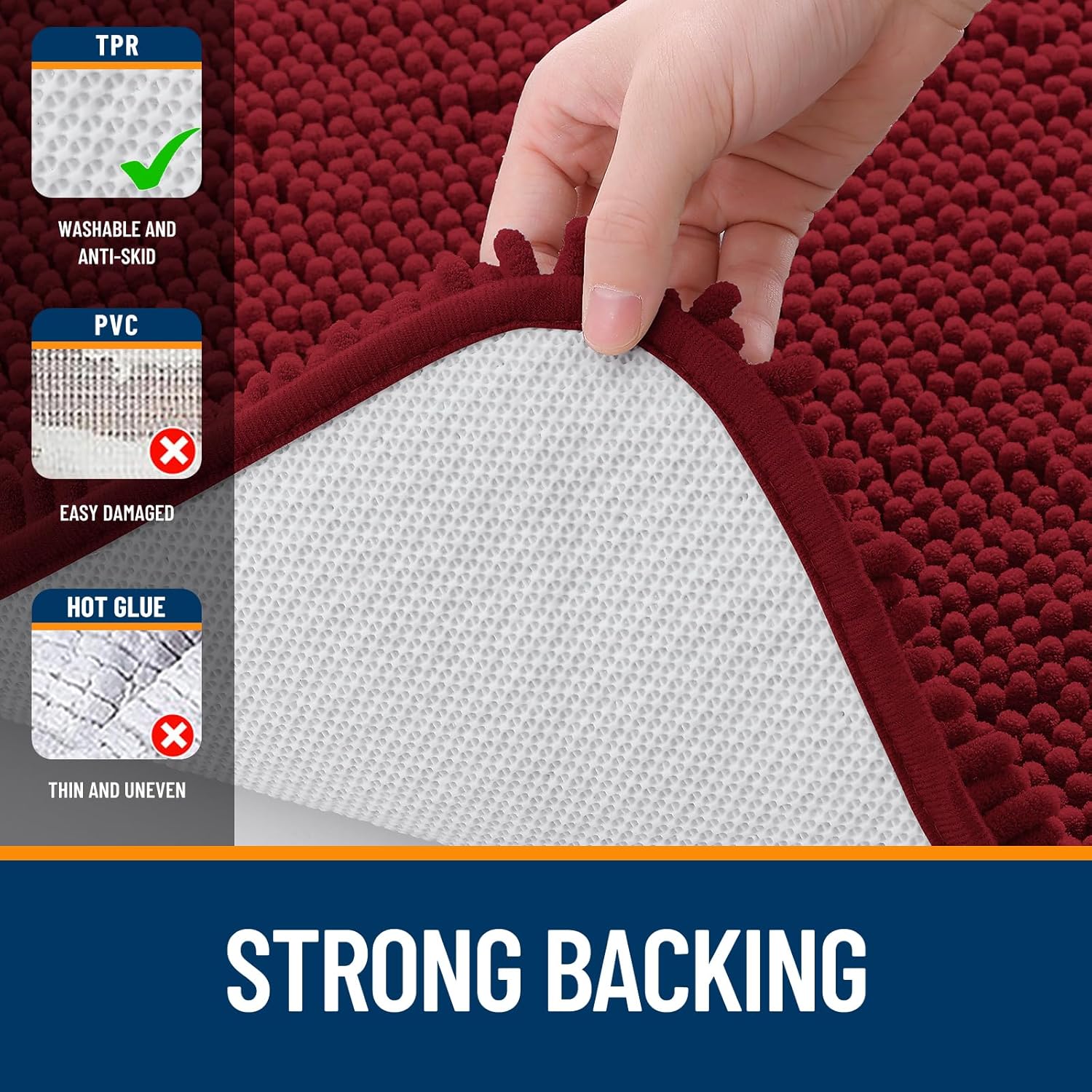 Extra Soft Absorbent Chenille Bath Rugs, Rubber Backing Quick Dry Bathroom Rugs - Picture 166 of 293