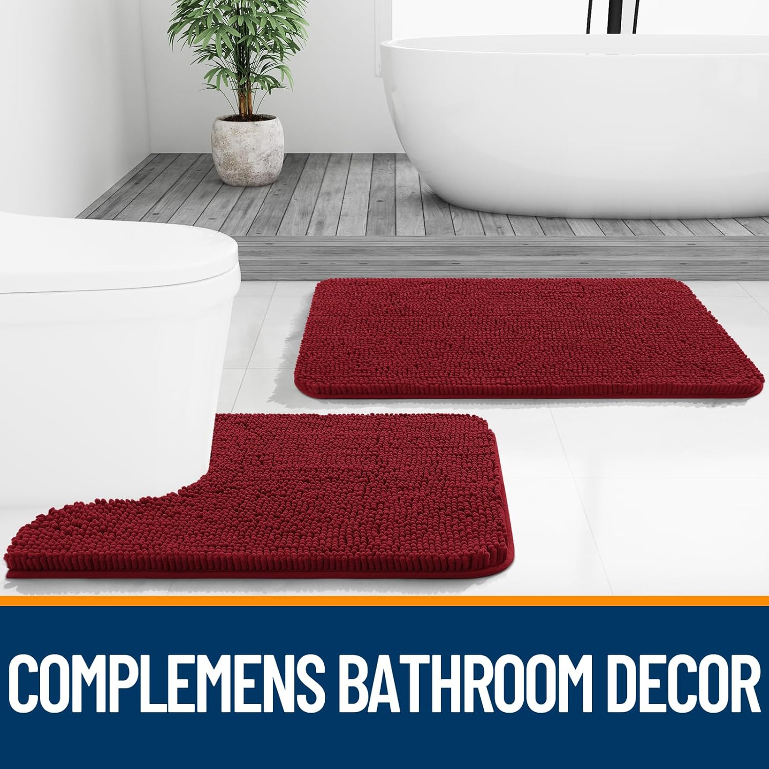 Extra Soft Absorbent Chenille Bath Rugs, Rubber Backing Quick Dry Bathroom Rugs - Picture 167 of 293