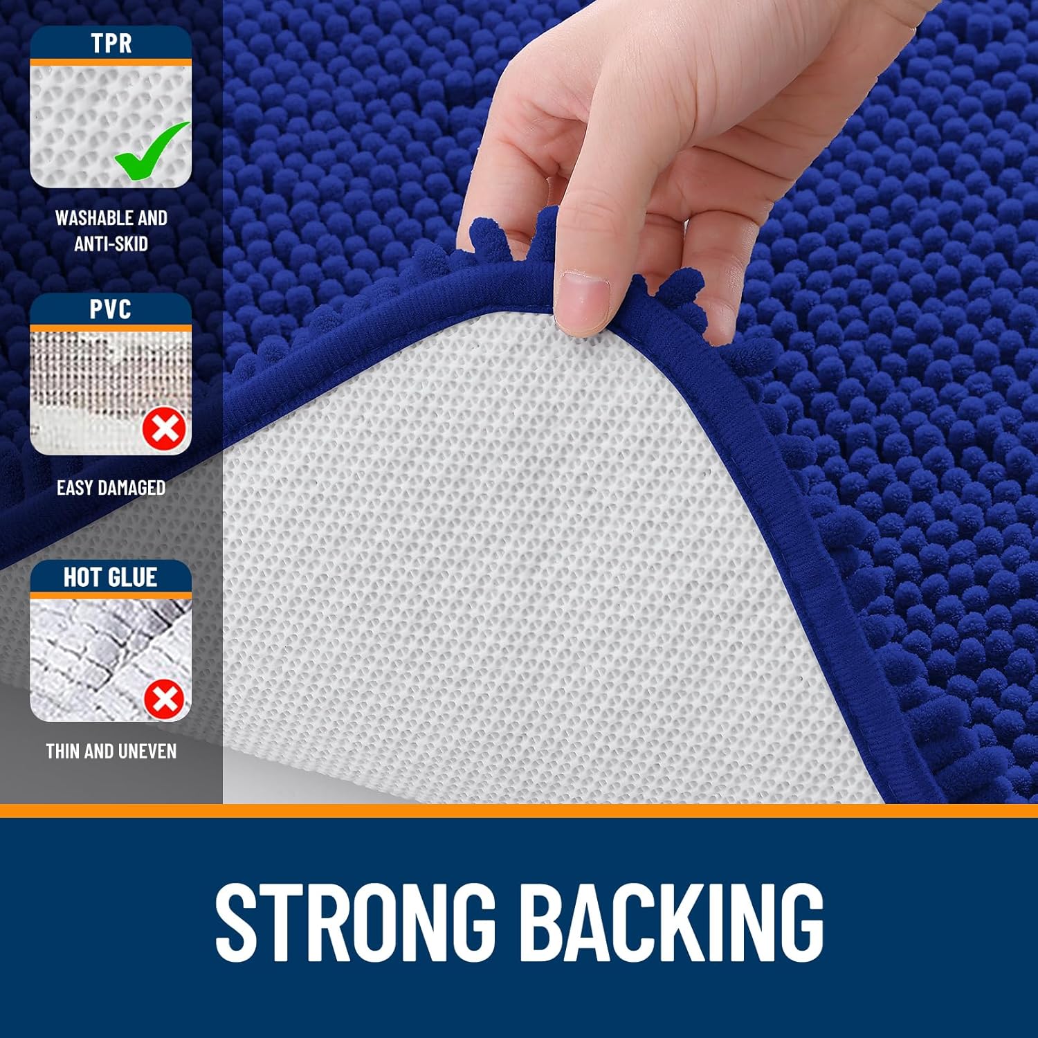 Extra Soft Absorbent Chenille Bath Rugs, Rubber Backing Quick Dry Bathroom Rugs - Picture 175 of 293