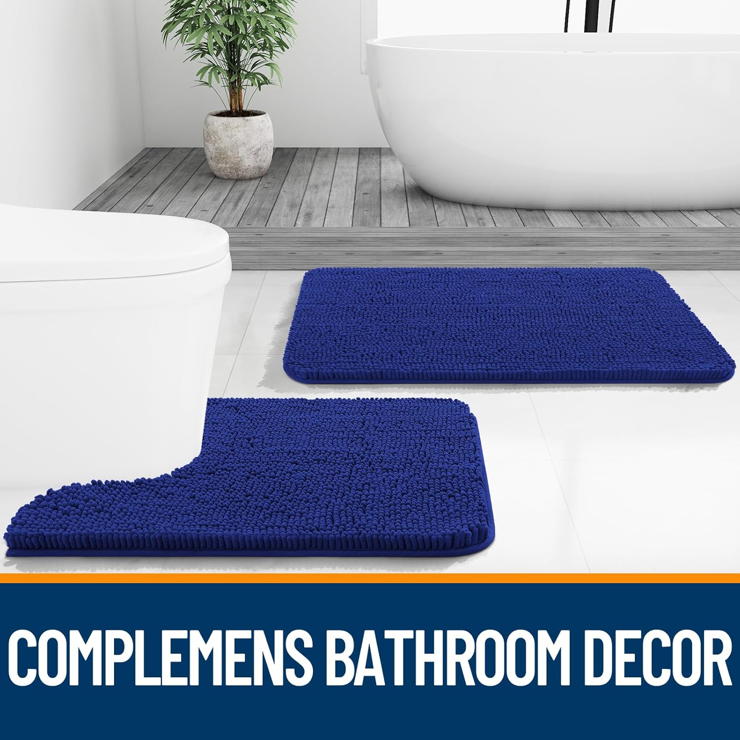 Extra Soft Absorbent Chenille Bath Rugs, Rubber Backing Quick Dry Bathroom Rugs - Picture 176 of 293