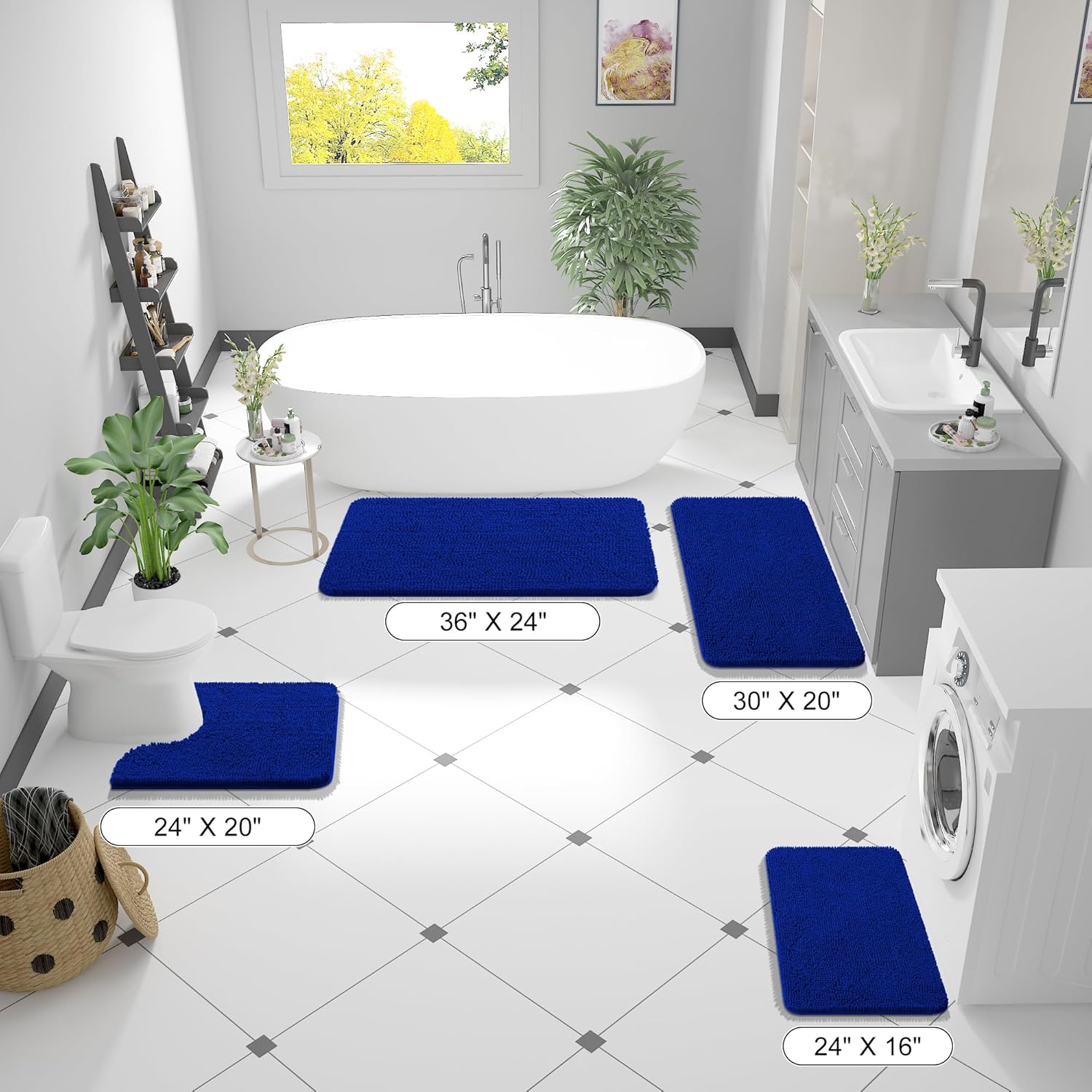 Extra Soft Absorbent Chenille Bath Rugs, Rubber Backing Quick Dry Bathroom Rugs - Picture 177 of 293