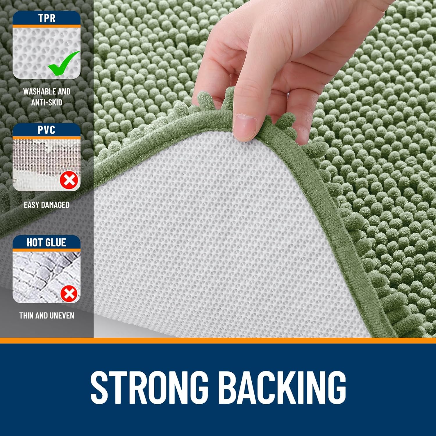 Extra Soft Absorbent Chenille Bath Rugs, Rubber Backing Quick Dry Bathroom Rugs - Picture 184 of 293