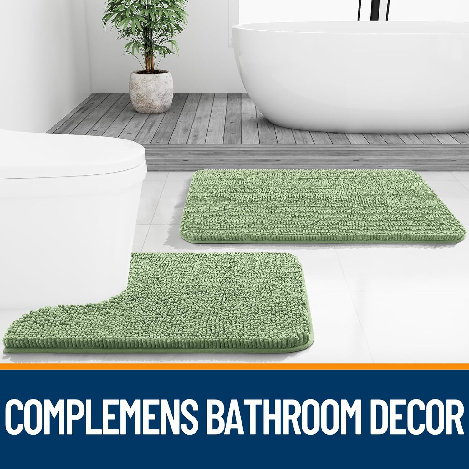 Extra Soft Absorbent Chenille Bath Rugs, Rubber Backing Quick Dry Bathroom Rugs - Picture 185 of 293