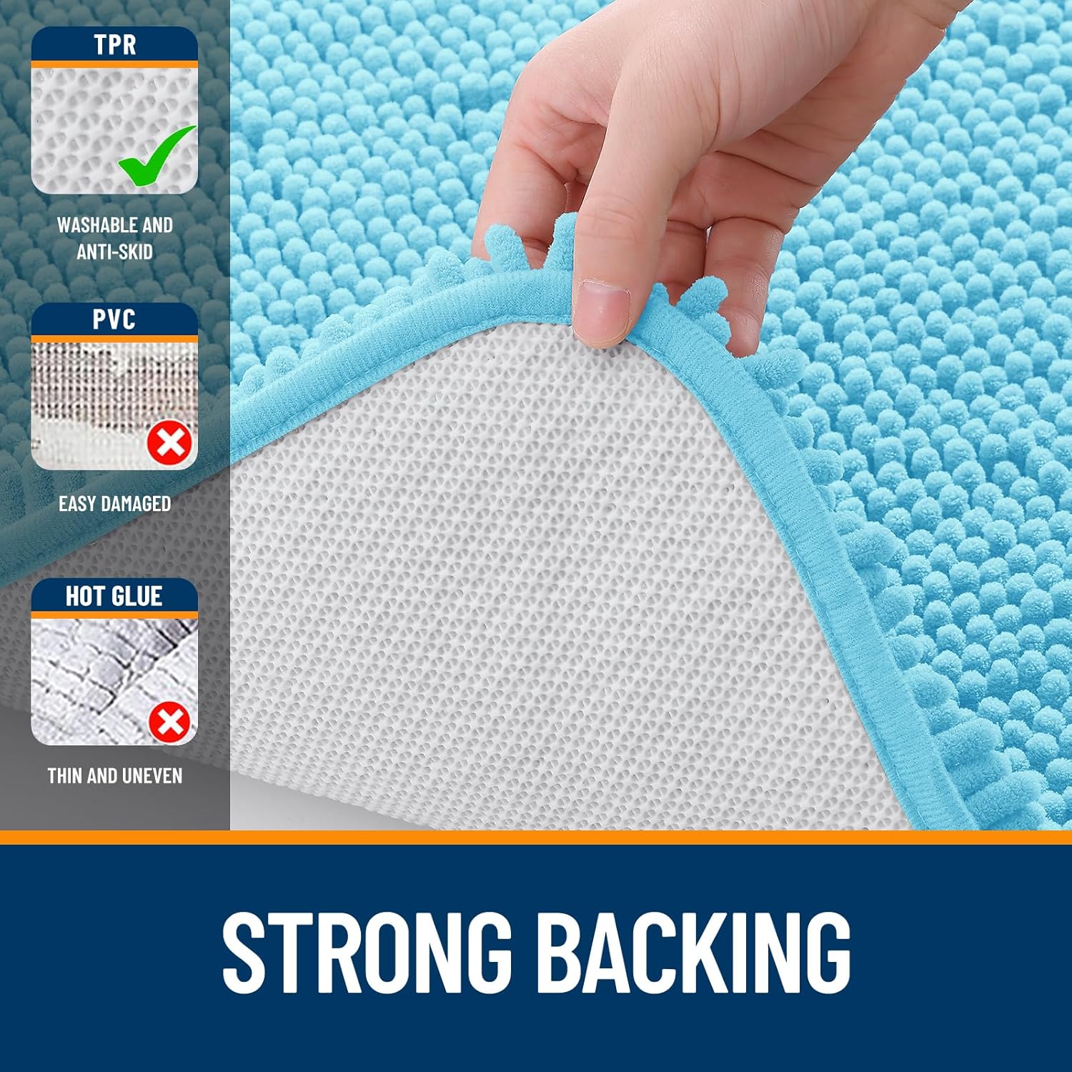 Extra Soft Absorbent Chenille Bath Rugs, Rubber Backing Quick Dry Bathroom Rugs - Picture 193 of 293