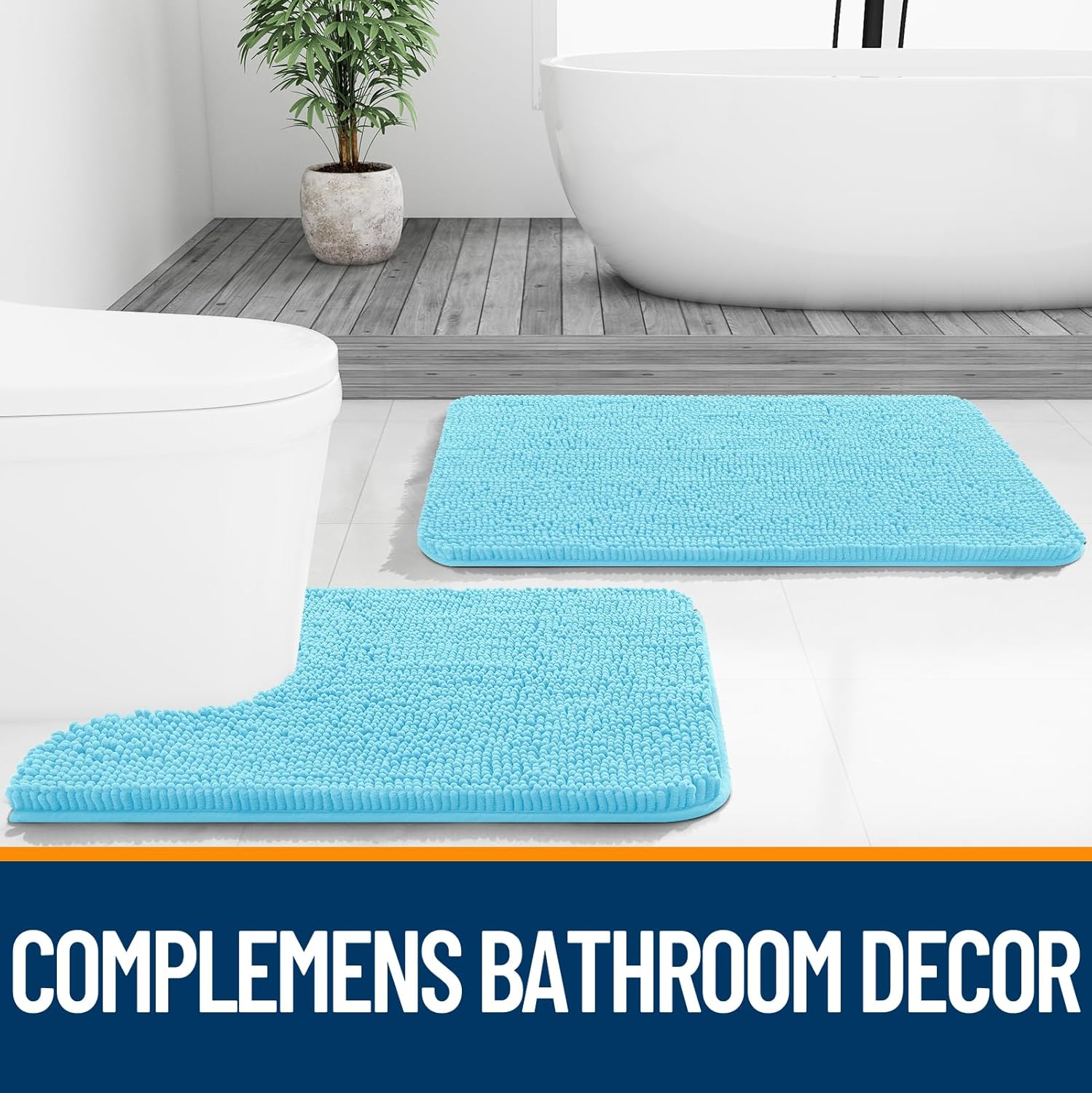 Extra Soft Absorbent Chenille Bath Rugs, Rubber Backing Quick Dry Bathroom Rugs - Picture 194 of 293