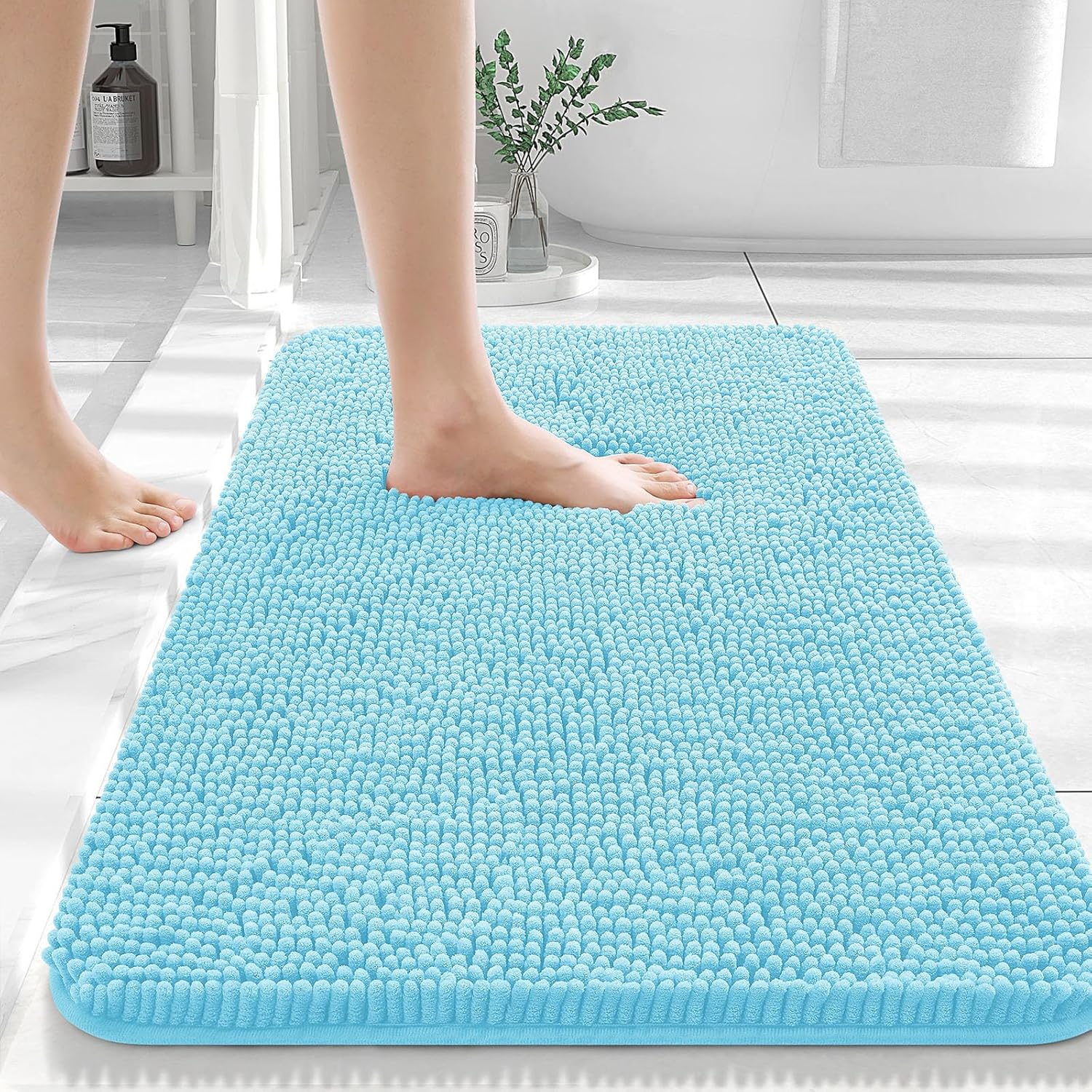 Extra Soft Absorbent Chenille Bath Rugs, Rubber Backing Quick Dry Bathroom Rugs - Picture 196 of 293