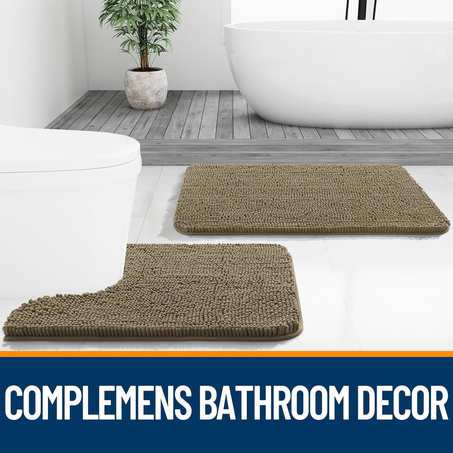 Extra Soft Absorbent Chenille Bath Rugs, Rubber Backing Quick Dry Bathroom Rugs - Picture 203 of 293
