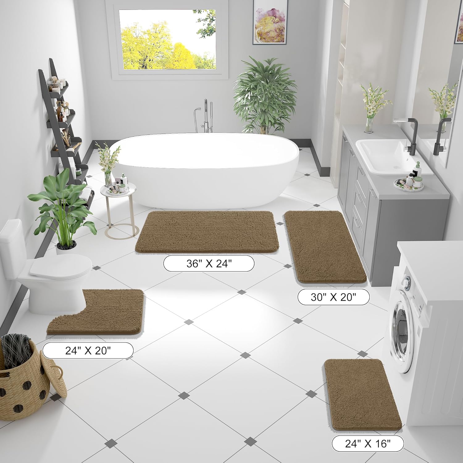 Extra Soft Absorbent Chenille Bath Rugs, Rubber Backing Quick Dry Bathroom Rugs - Picture 204 of 293