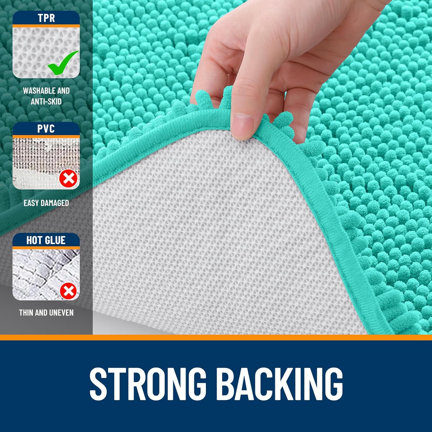 Extra Soft Absorbent Chenille Bath Rugs, Rubber Backing Quick Dry Bathroom Rugs - Picture 211 of 293