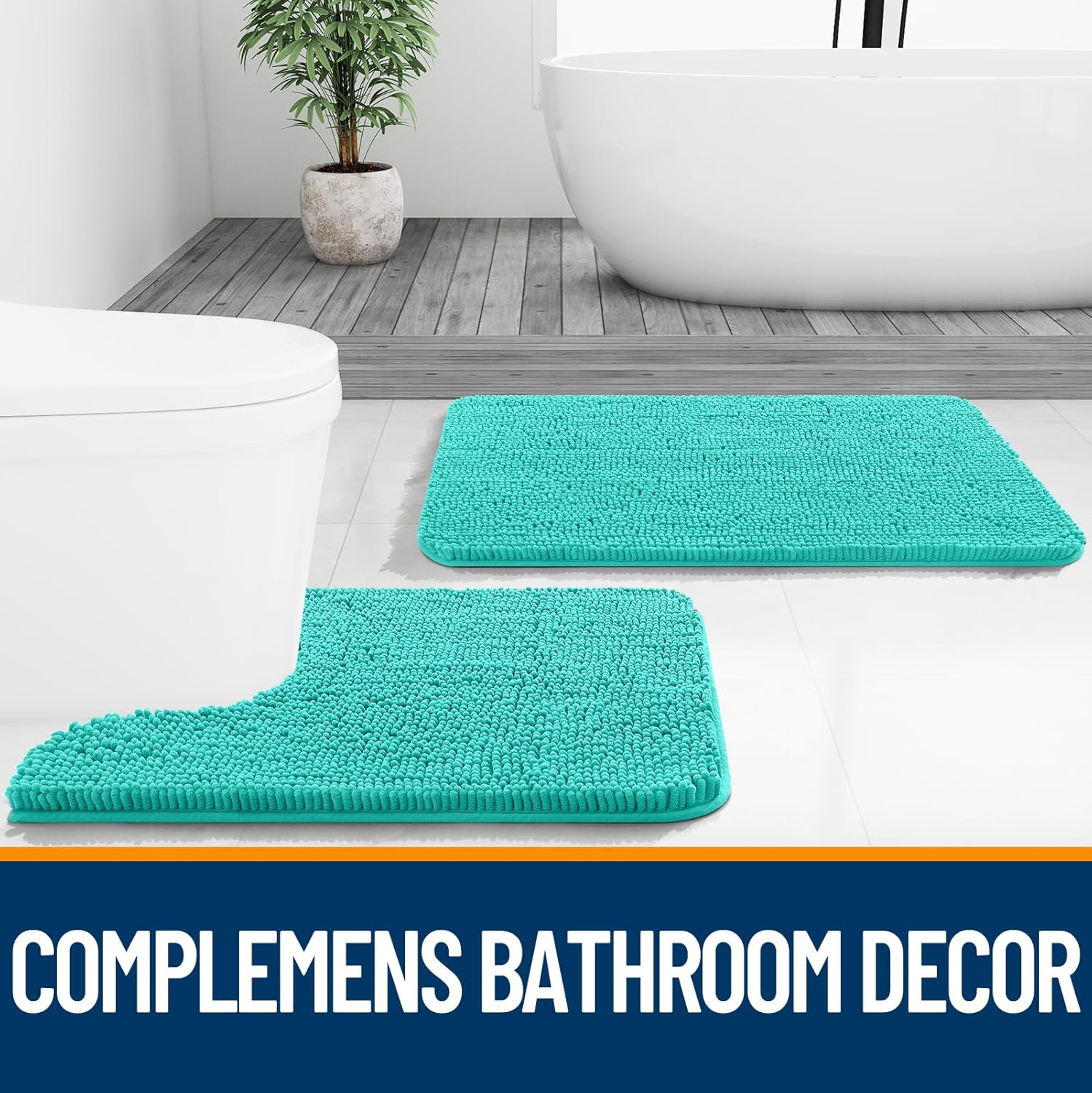 Extra Soft Absorbent Chenille Bath Rugs, Rubber Backing Quick Dry Bathroom Rugs - Picture 212 of 293